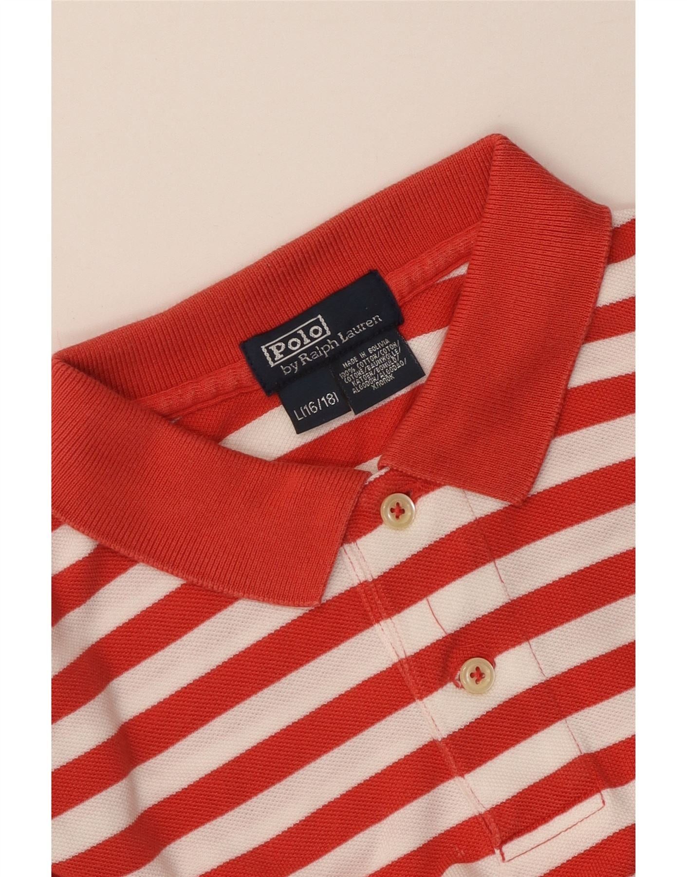 Polo Ralph Lauren Boys Polo Shirt 15-16 Years Large Red Striped Cotton Size ONE SIZE - 3 Thumbnail