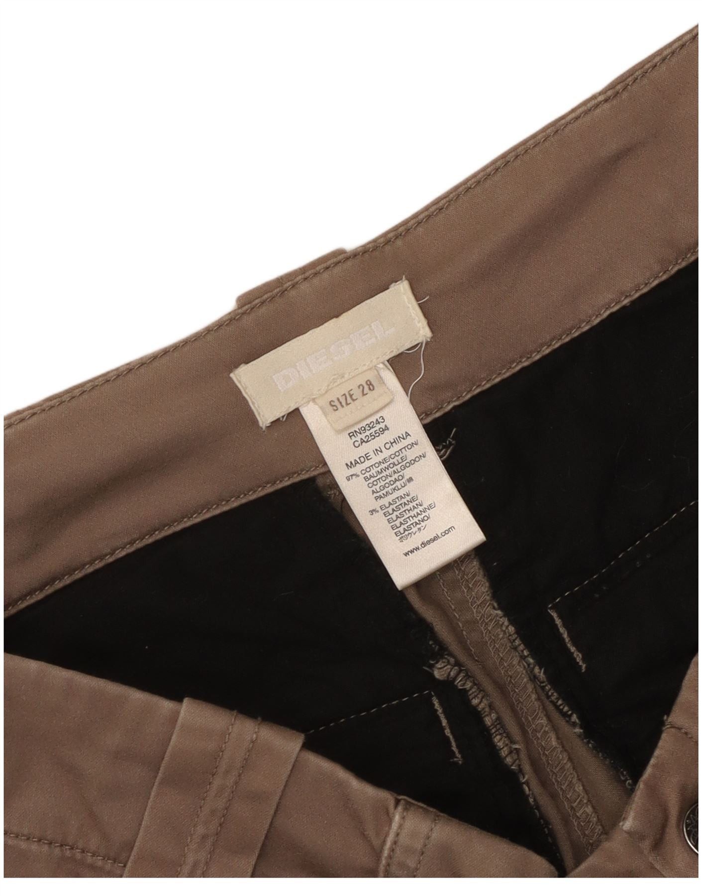Diesel Womens Slim Cargo Trousers W28 L33 Brown Cotton Size 24" / US 00 / IT 34 - 3 Thumbnail