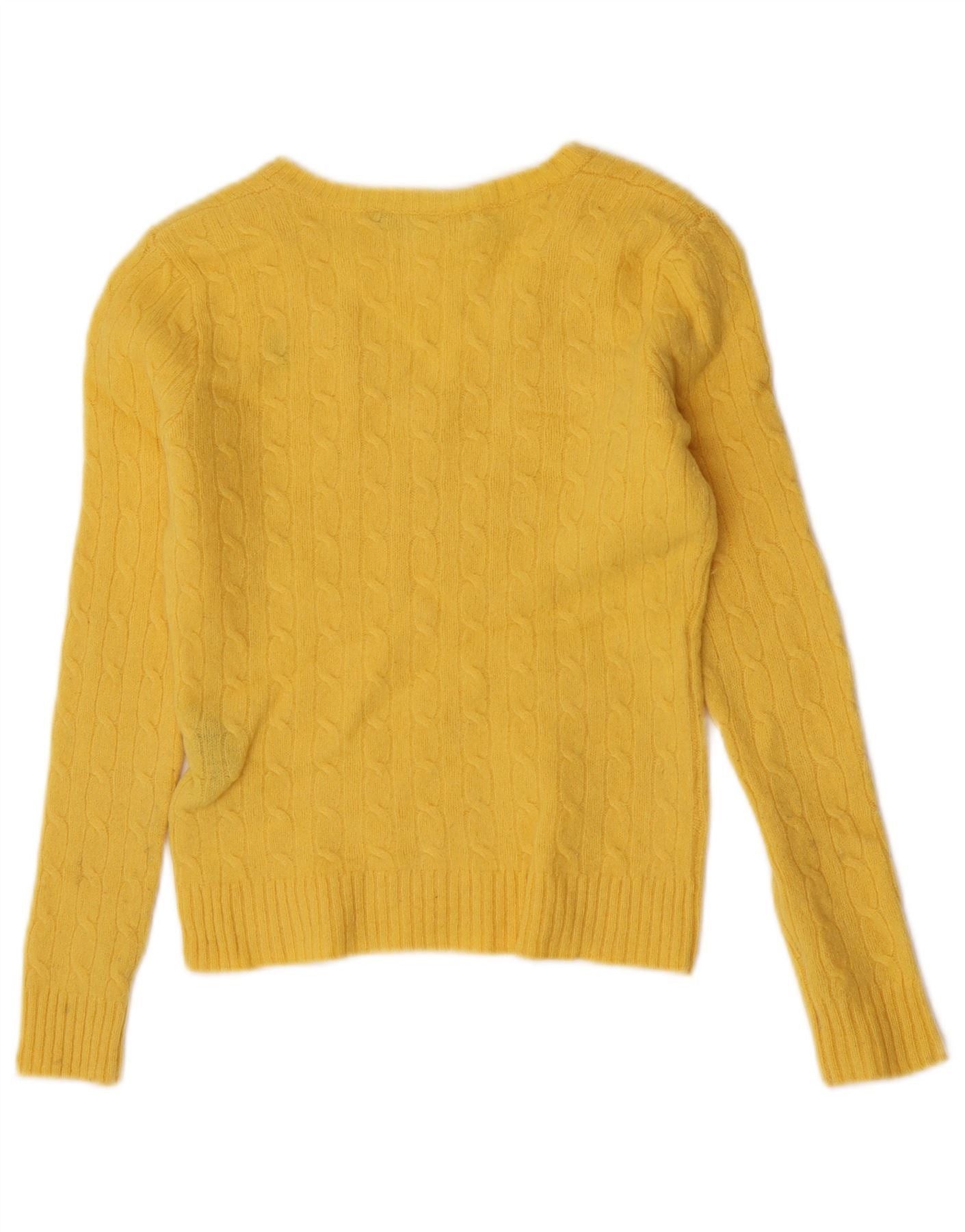 Ralph Lauren Girls V-Neck Jumper Sweater 10-11 Years Medium Yellow Size M / US 6-8 / IT 42-44 - 2 Thumbnail
