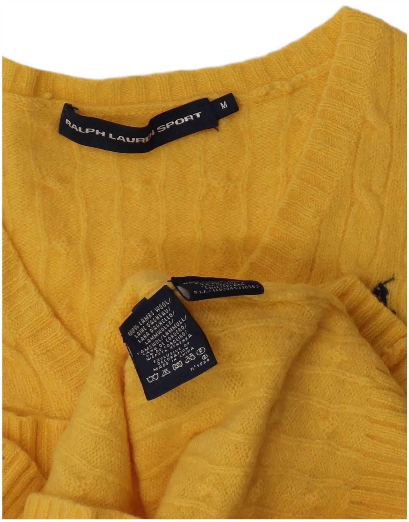 Ralph Lauren Girls V-Neck Jumper Sweater 10-11 Years Medium Yellow Size M / US 6-8 / IT 42-44 - 5 Thumbnail