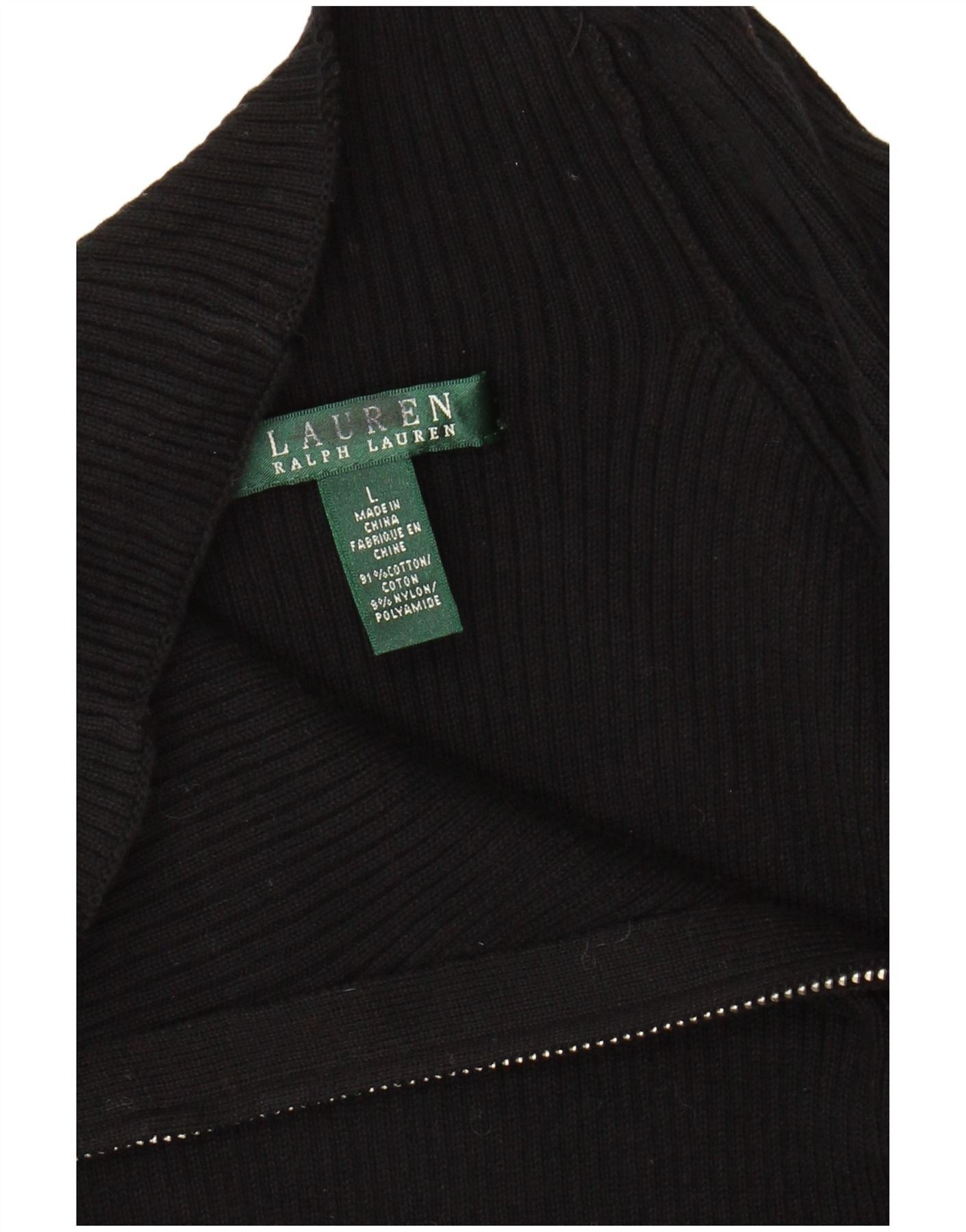 Ralph Lauren Womens Zip Neck Jumper Sweater UK 14 Large Black Colourblock Size XS / US 0-2 / IT 36-38 - 3 Thumbnail