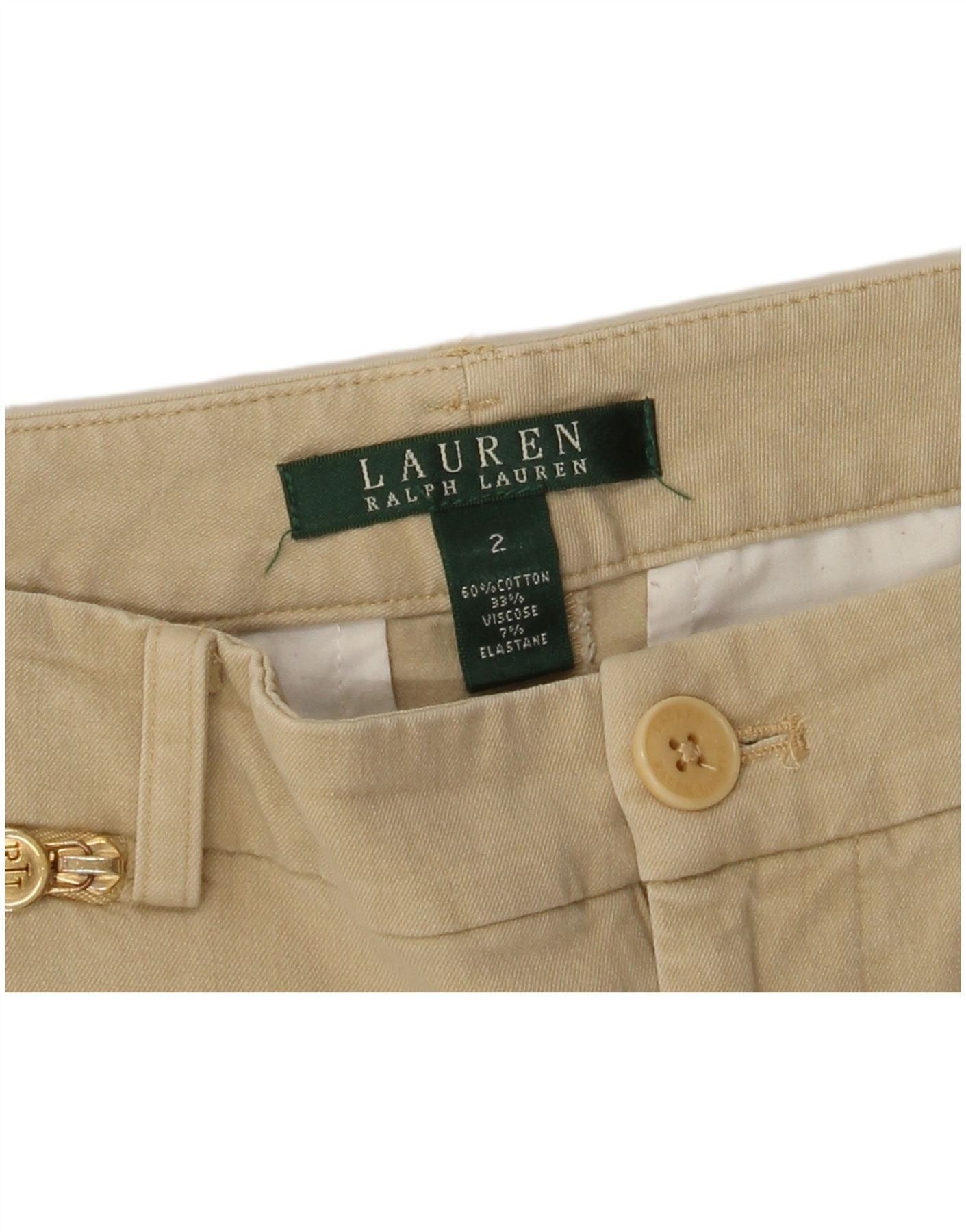 Ralph Lauren Womens Slim Casual Trousers US 2 XS W30 L25 Beige Cotton Size 24" / US 00 / IT 34 - 4 Thumbnail