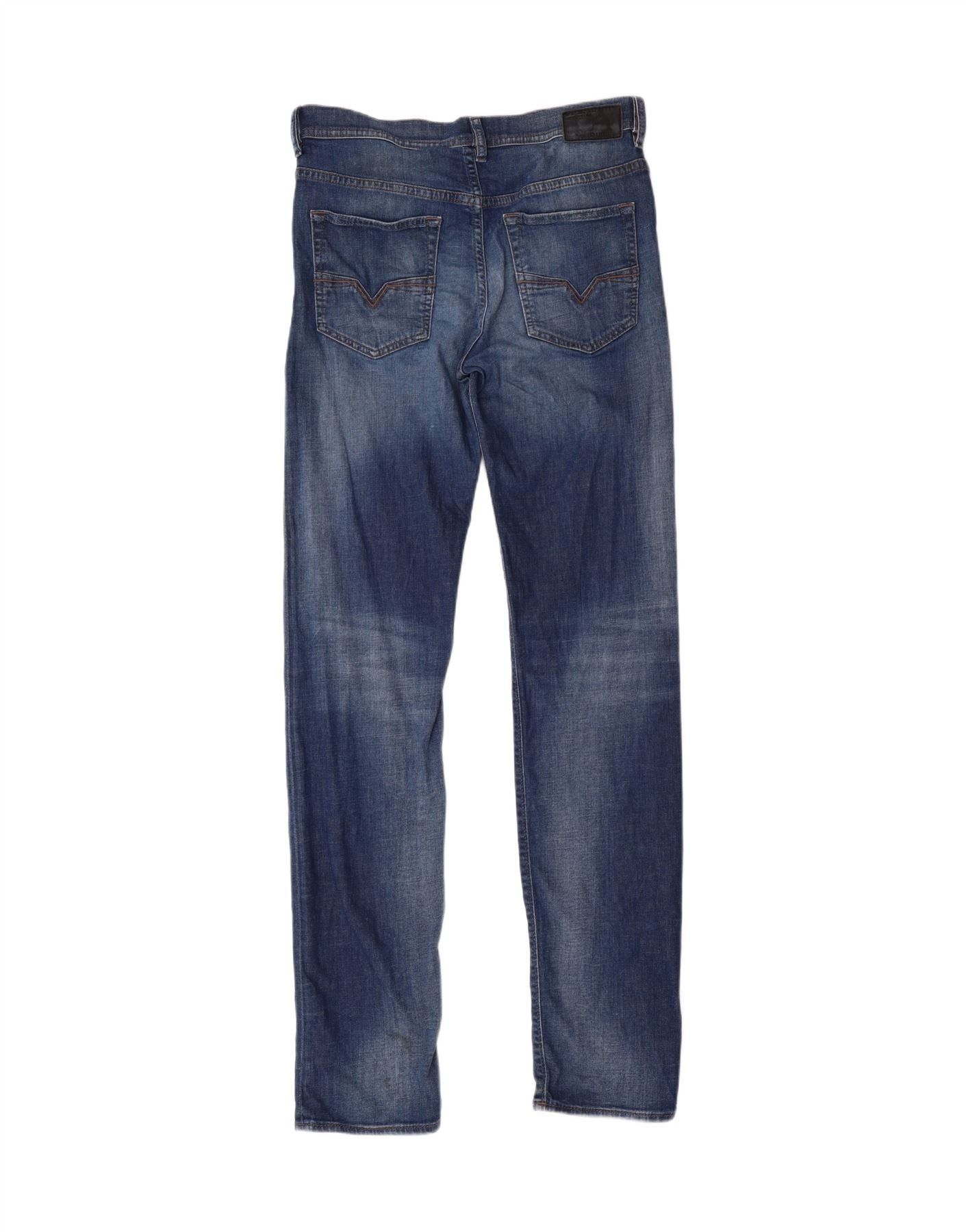 Diesel Mens Thytan Comfort Fit Straight Jeans W30 L36 Blue Cotton Size US 30 / EU 46 - 2 Thumbnail