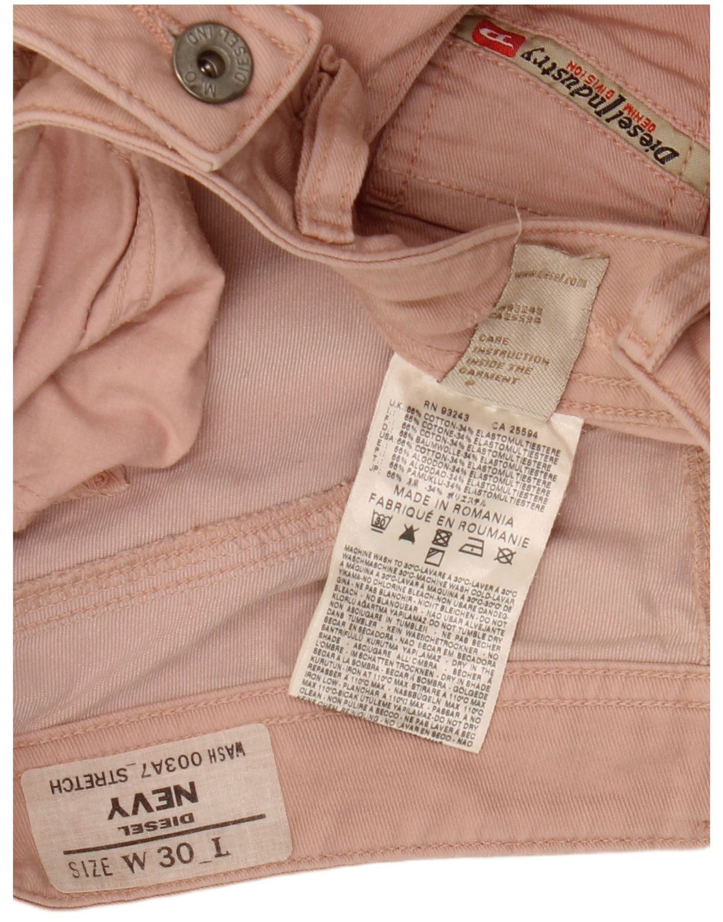 Diesel Womens Nevy Mid Rise Low Waist Skinny Jeans W30 L34 Pink Cot Size 24" / US 00 / IT 34 - 4 Thumbnail