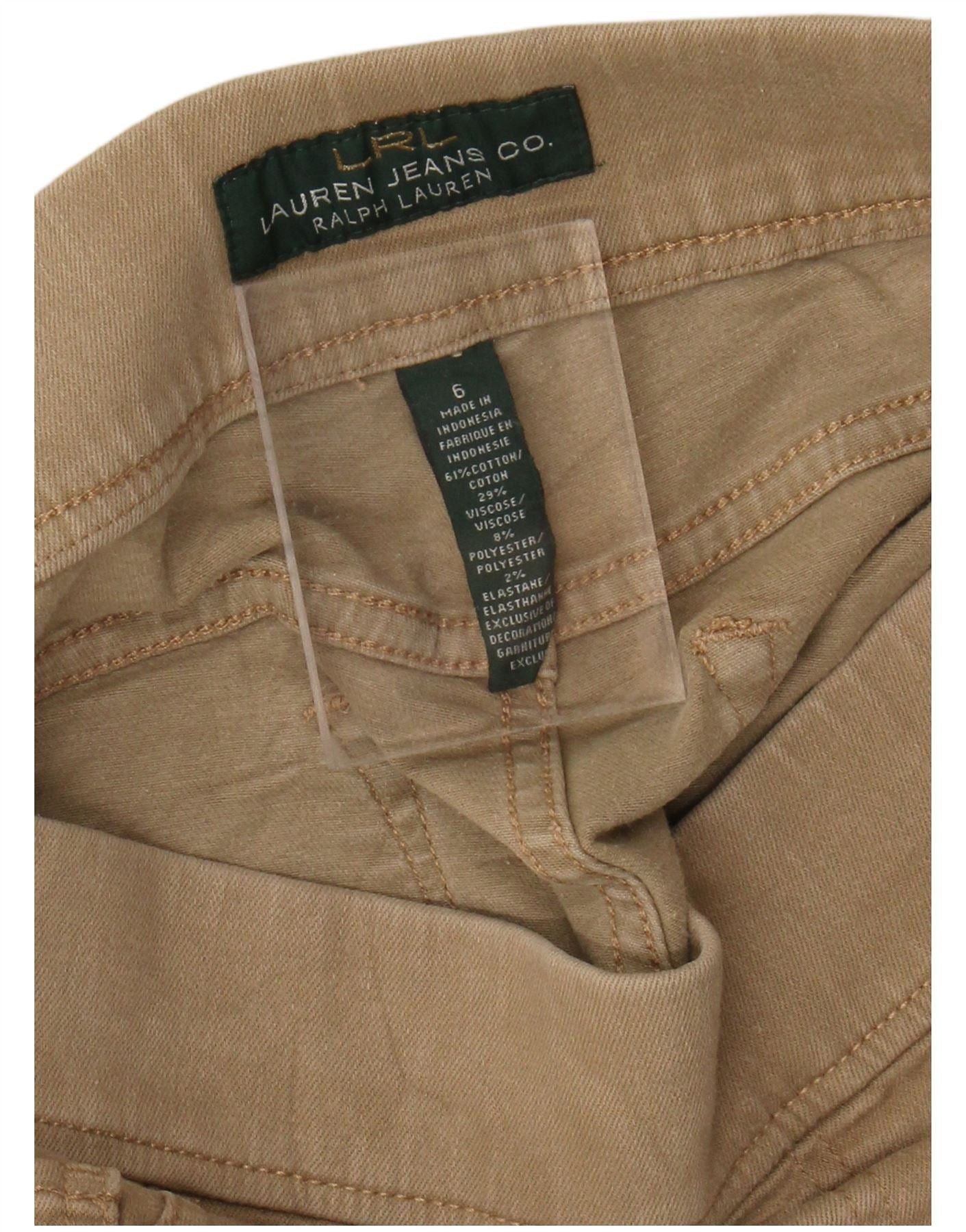 Ralph Lauren Womens Jegging Trousers US 6 Medium W28 L28 Beige Cotton Size 26" / US 2 / IT 38 - 3 Thumbnail