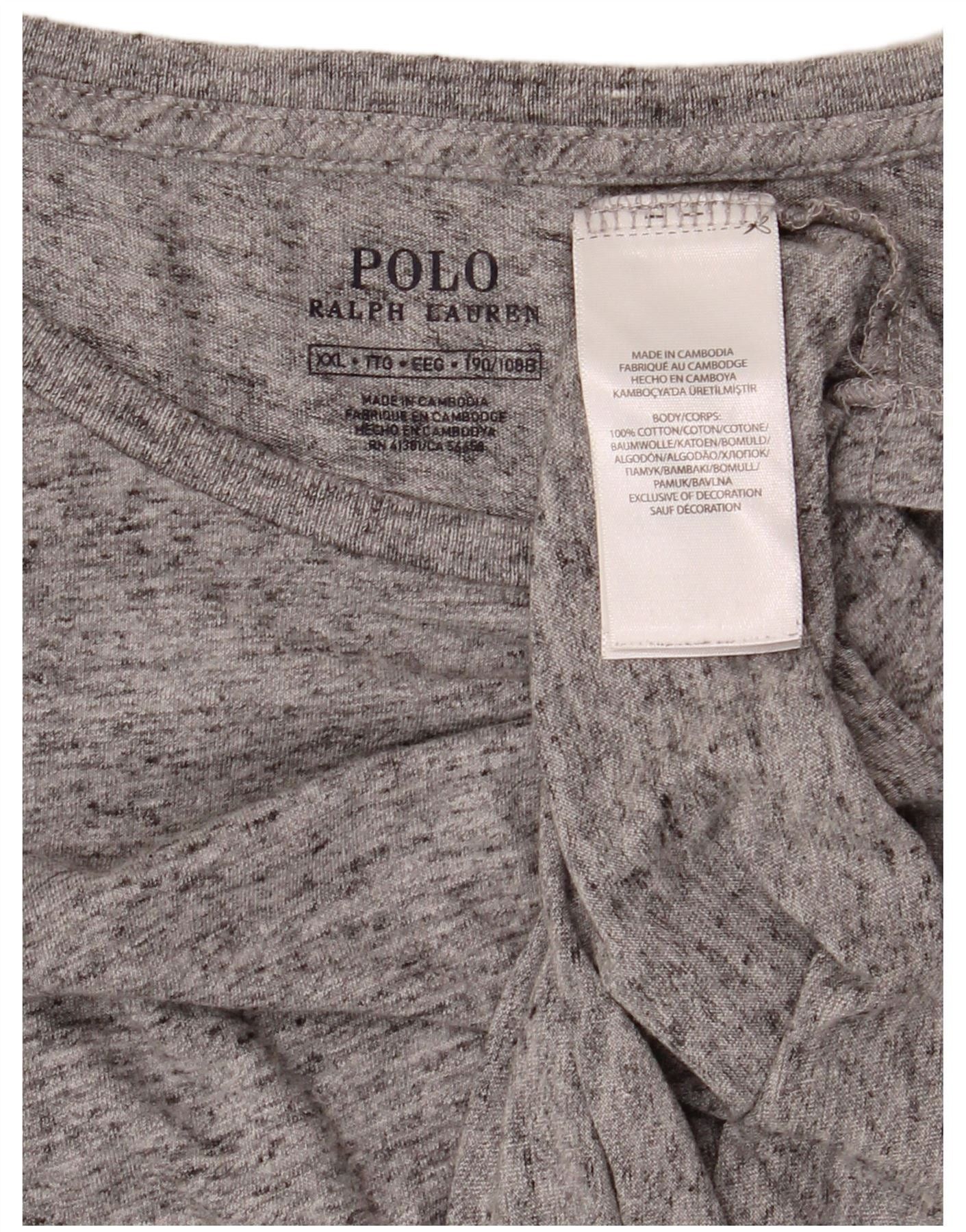 Polo Ralph Lauren Mens Top Long Sleeve 2XL Grey Flecked Cotton Size US XL / EU 56 / 4 - 3 Thumbnail