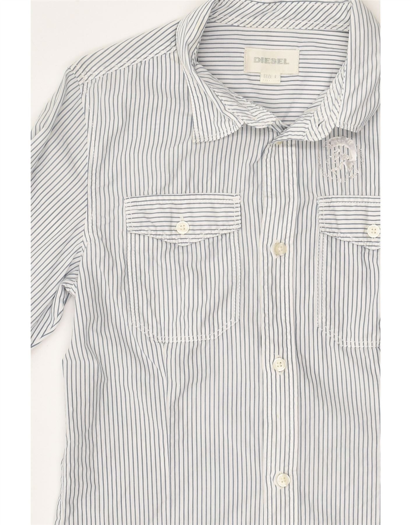 Diesel Boys Shirt 8-9 Years Large White Pinstripe Cotton Size S / US 4 / IT 40 - 3 Thumbnail