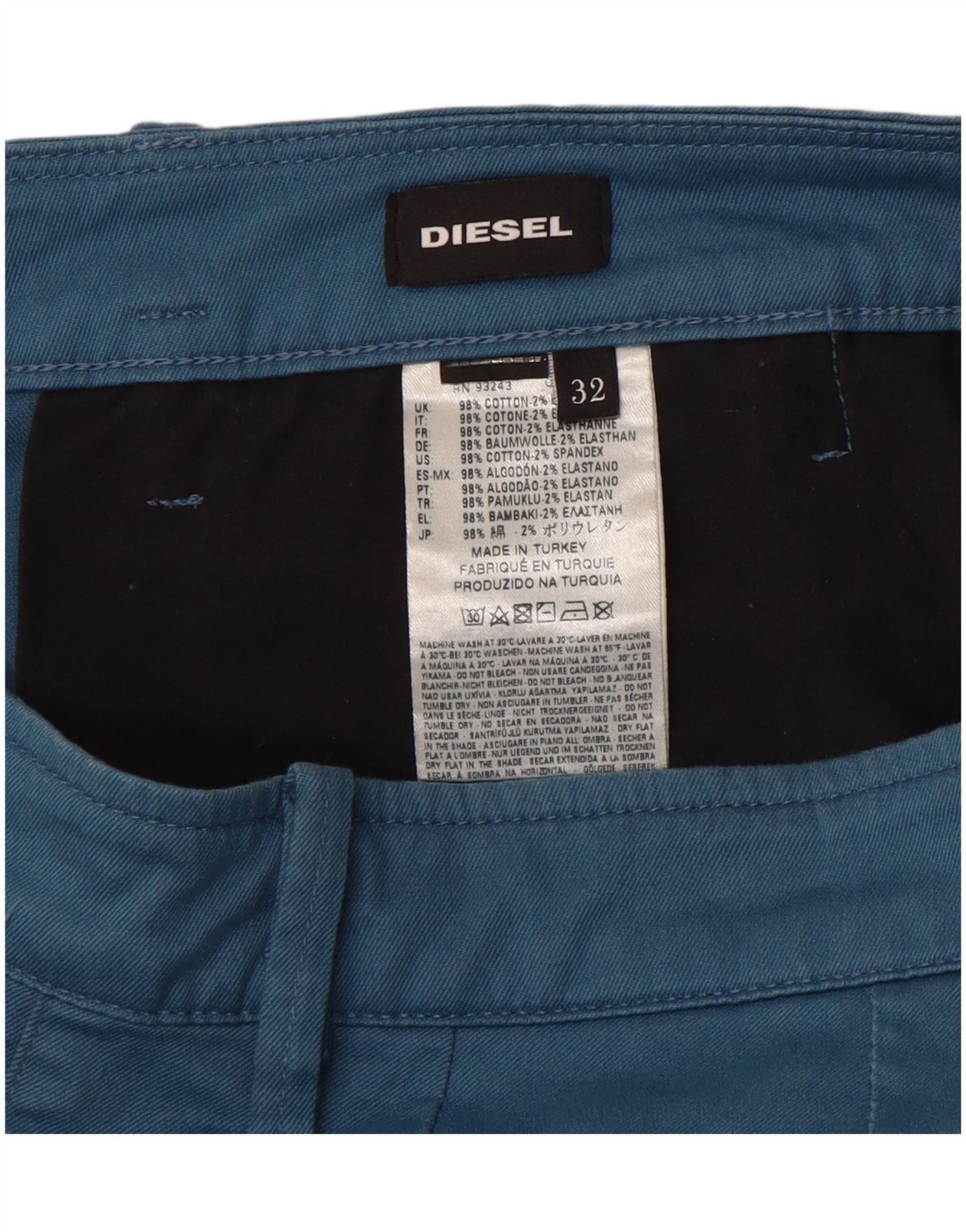 Diesel Mens Skinny Chino Trousers W32 L32 Blue Cotton Size US 32 / EU 48 - 3 Thumbnail