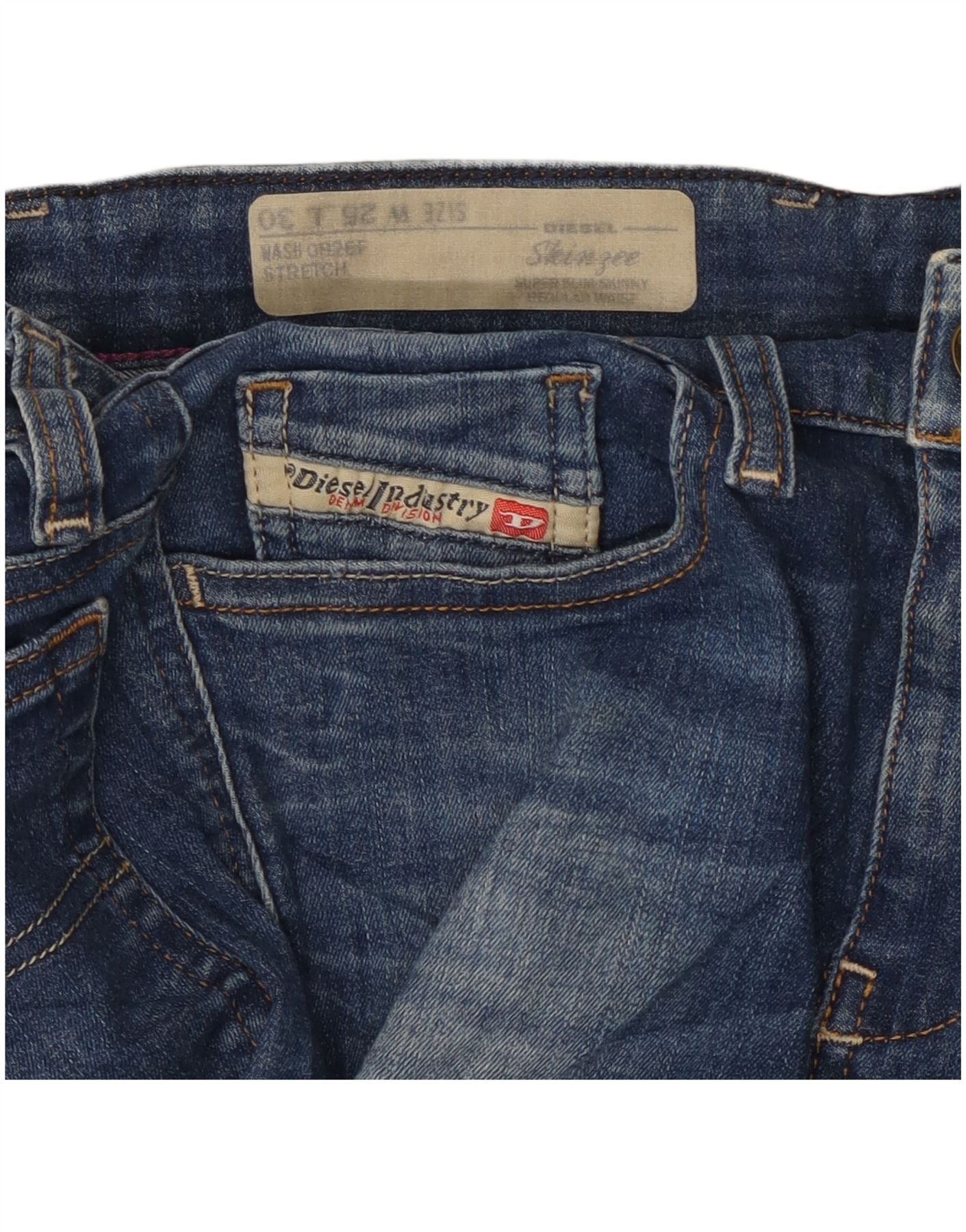 Diesel Womens Skinzee Low Waist Super Slim Skinny Jeans W25 L27 Blu Size 25" / US 0 / IT 36 - 5 Thumbnail