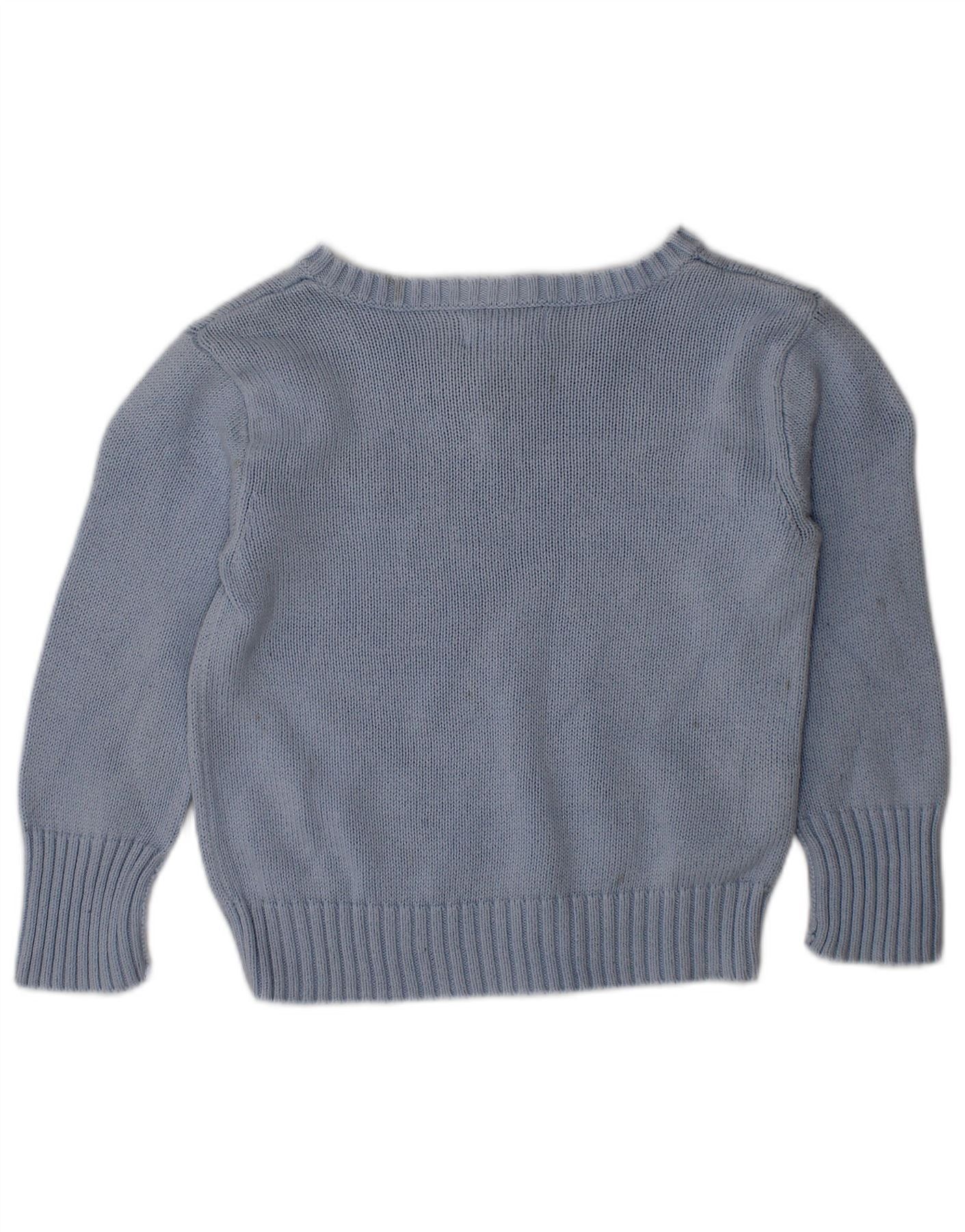 Ralph Lauren Baby Boys V-Neck Jumper Sweater 6-9 Months Blue Cotton Size XS / US 0-2 / IT 36-38 - 2 Thumbnail