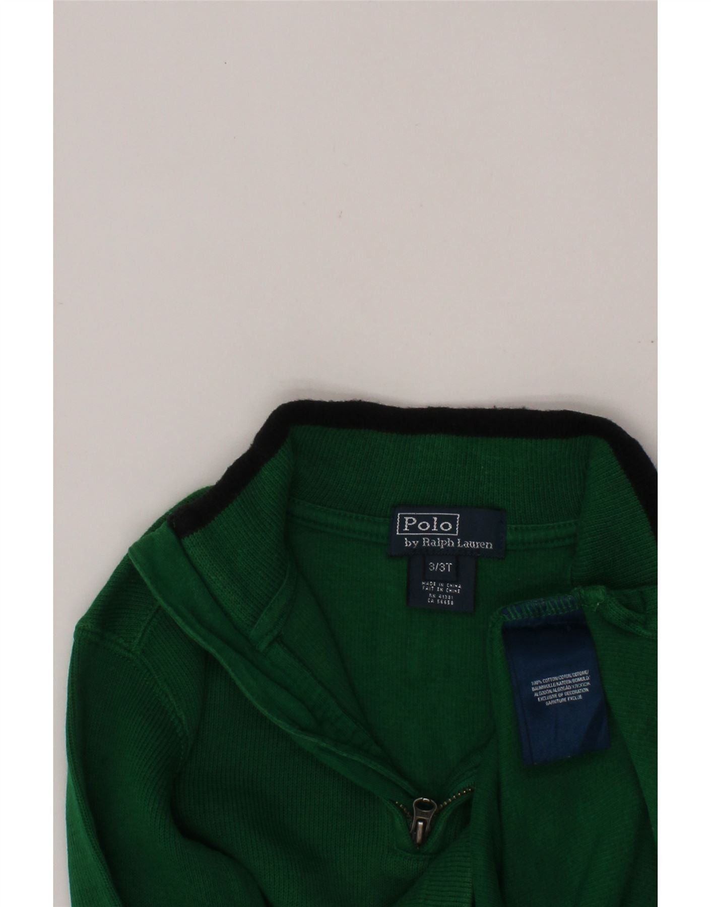 Polo Ralph Lauren Boys Zip Neck Jumper Sweater 2-3 Years Green Cotton Size XXS / US 00 / IT 34 - 3 Thumbnail