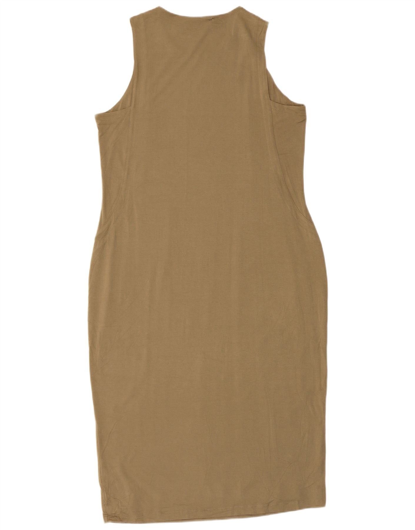 Ralph Lauren Womens Sleeveless Sheath Dress UK 14 Large Khaki Viscose Size S / US 4 / IT 40 - 2 Thumbnail