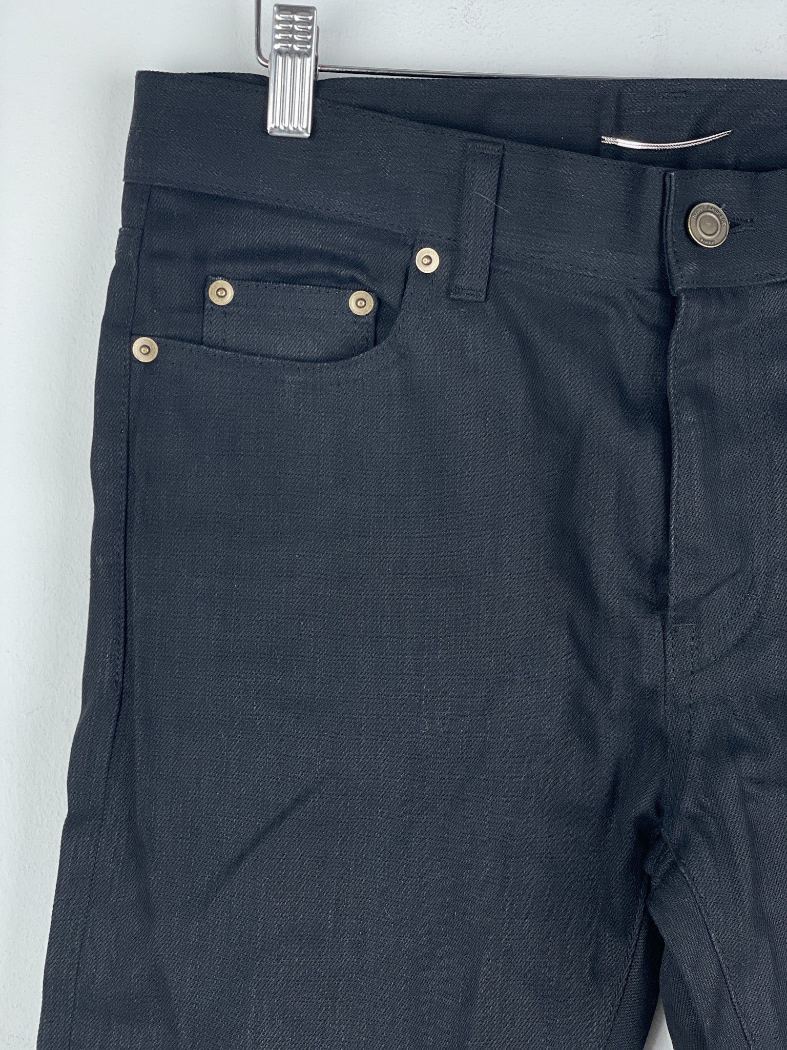Saint Laurent Paris Saint Laurent D02 Distressed Knife-Cut Coated Denim Jeans Size US 30 / EU 46 - 4 Thumbnail