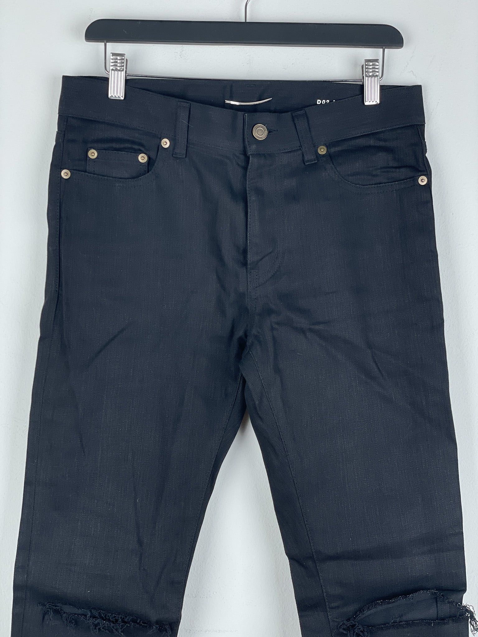 Saint Laurent Paris Saint Laurent D02 Distressed Knife-Cut Coated Denim Jeans Size US 30 / EU 46 - 3 Thumbnail