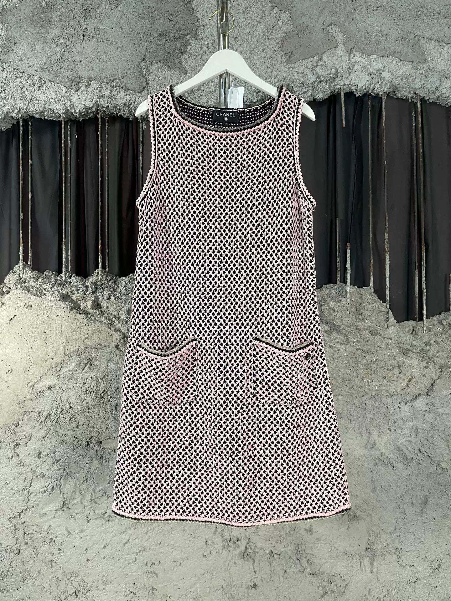 Chanel Chanel Pink Black Knit Mini Dress Size 38 Size S / US 4 / IT 40 - 2 Thumbnail