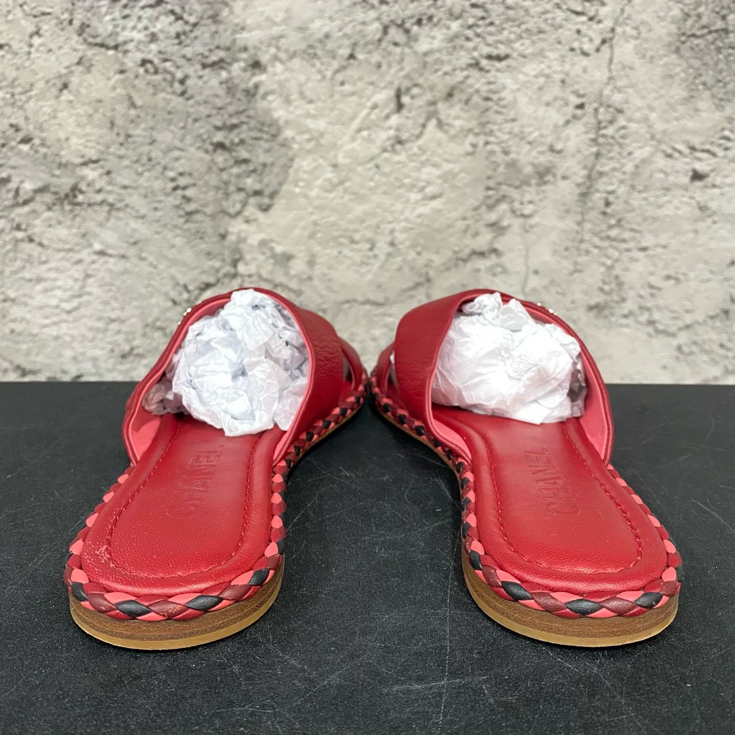 Chanel Chanel Red Leather Crisscross Sandals Size 37 Size US 7 / IT 37 - 4 Thumbnail