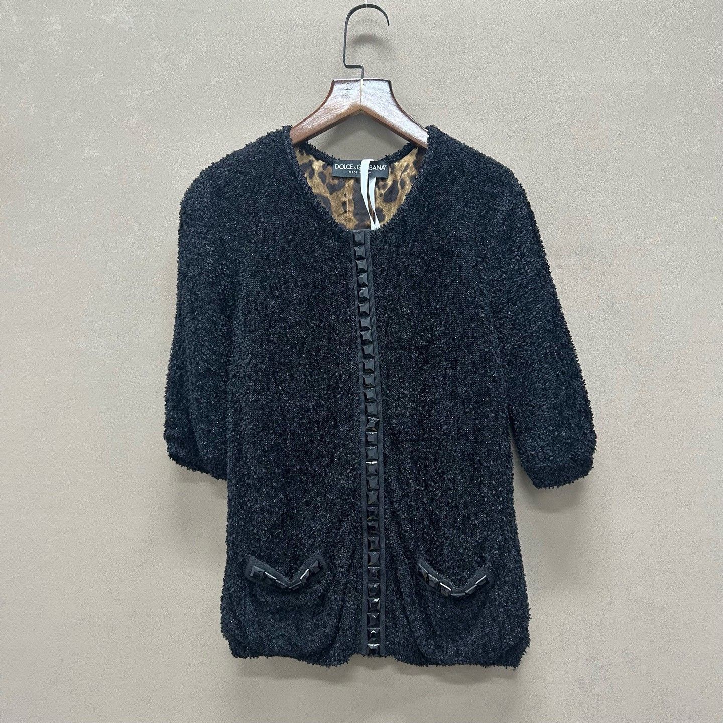 Dolce & Gabbana Dolce & Gabbana Black Leopard Lining Knit Jacket IT 38 Size XS / US 0-2 / IT 36-38 - 2 Thumbnail