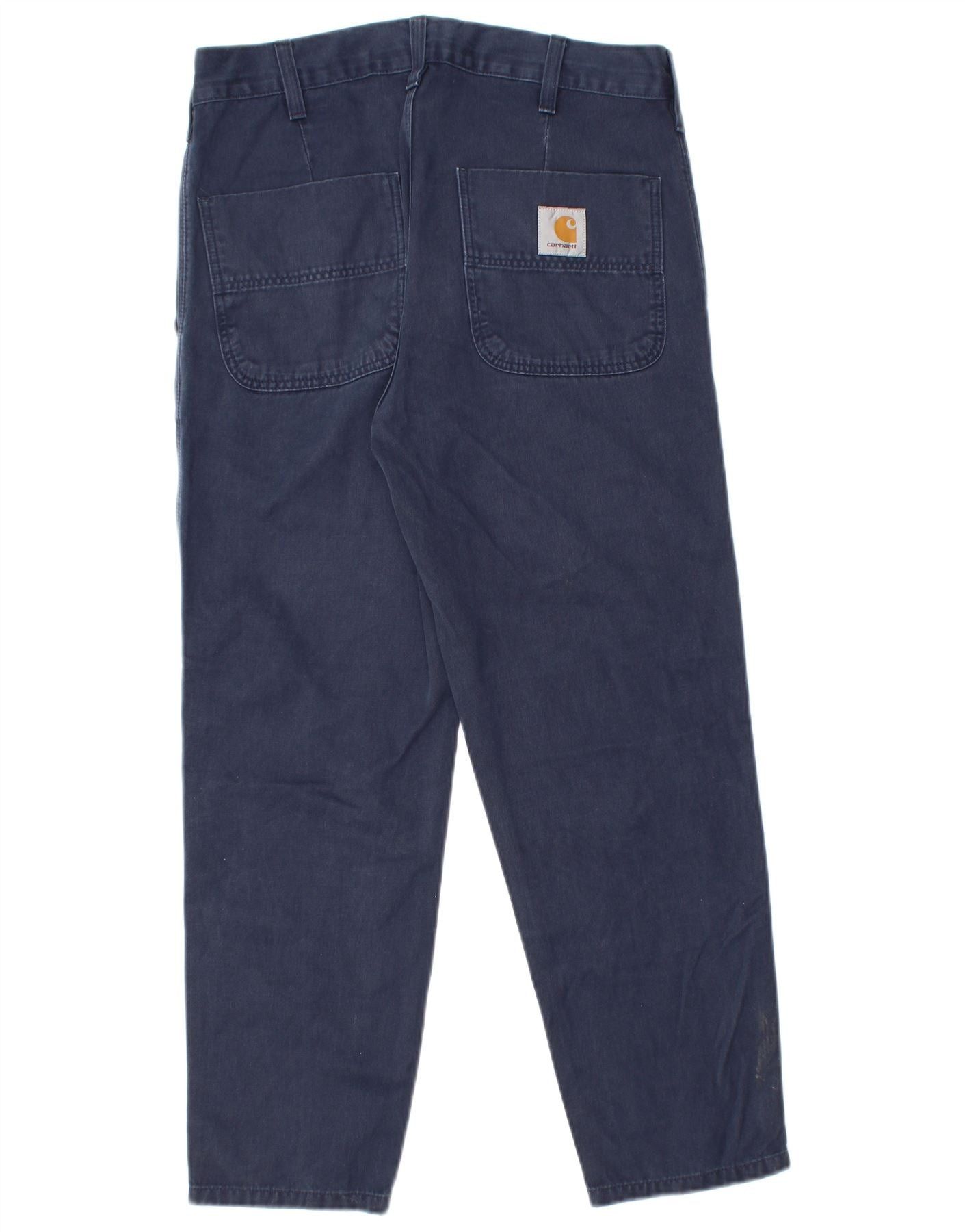 Carhartt Mens Straight Chino Trousers W28 L25 Navy Blue Cotton Size US 28 / EU 44 - 2 Thumbnail