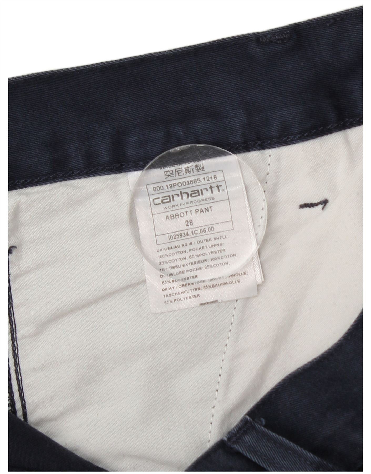 Carhartt Mens Straight Chino Trousers W28 L25 Navy Blue Cotton Size US 28 / EU 44 - 4 Thumbnail