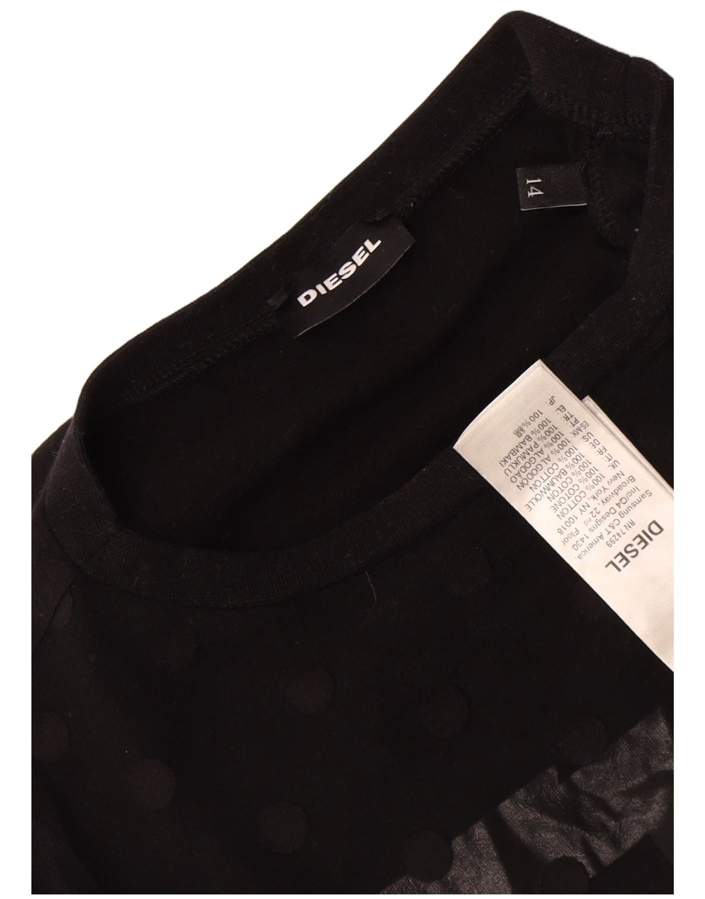 Diesel Girls Asymmetric Graphic Top Long Sleeve 13-14 Years Black C Size L / US 10 / IT 46 - 3 Thumbnail