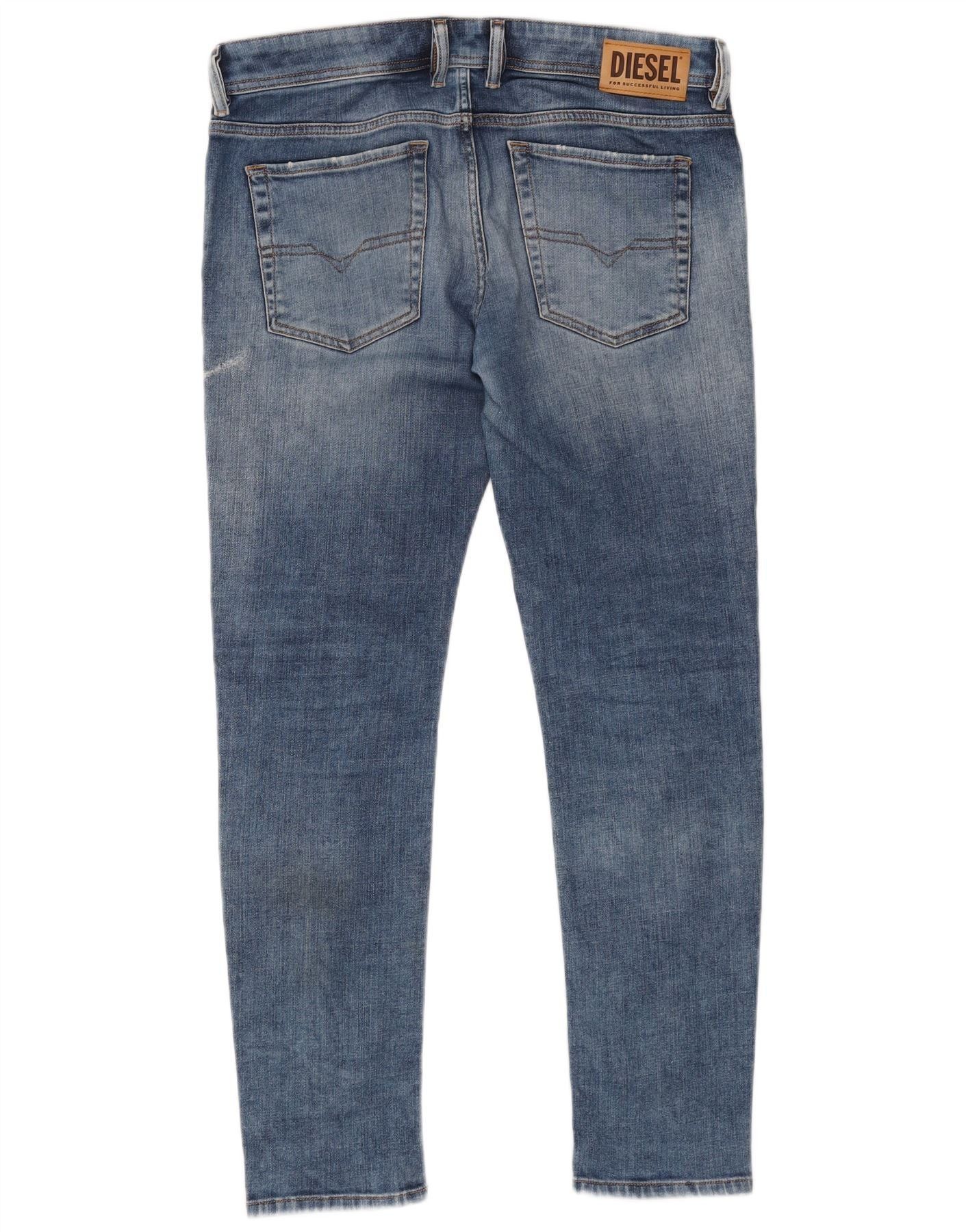 Diesel Womens Sleenker Distressed Skinny Jeans W34 L30 Blue Cotton Size 24" / US 00 / IT 34 - 2 Thumbnail