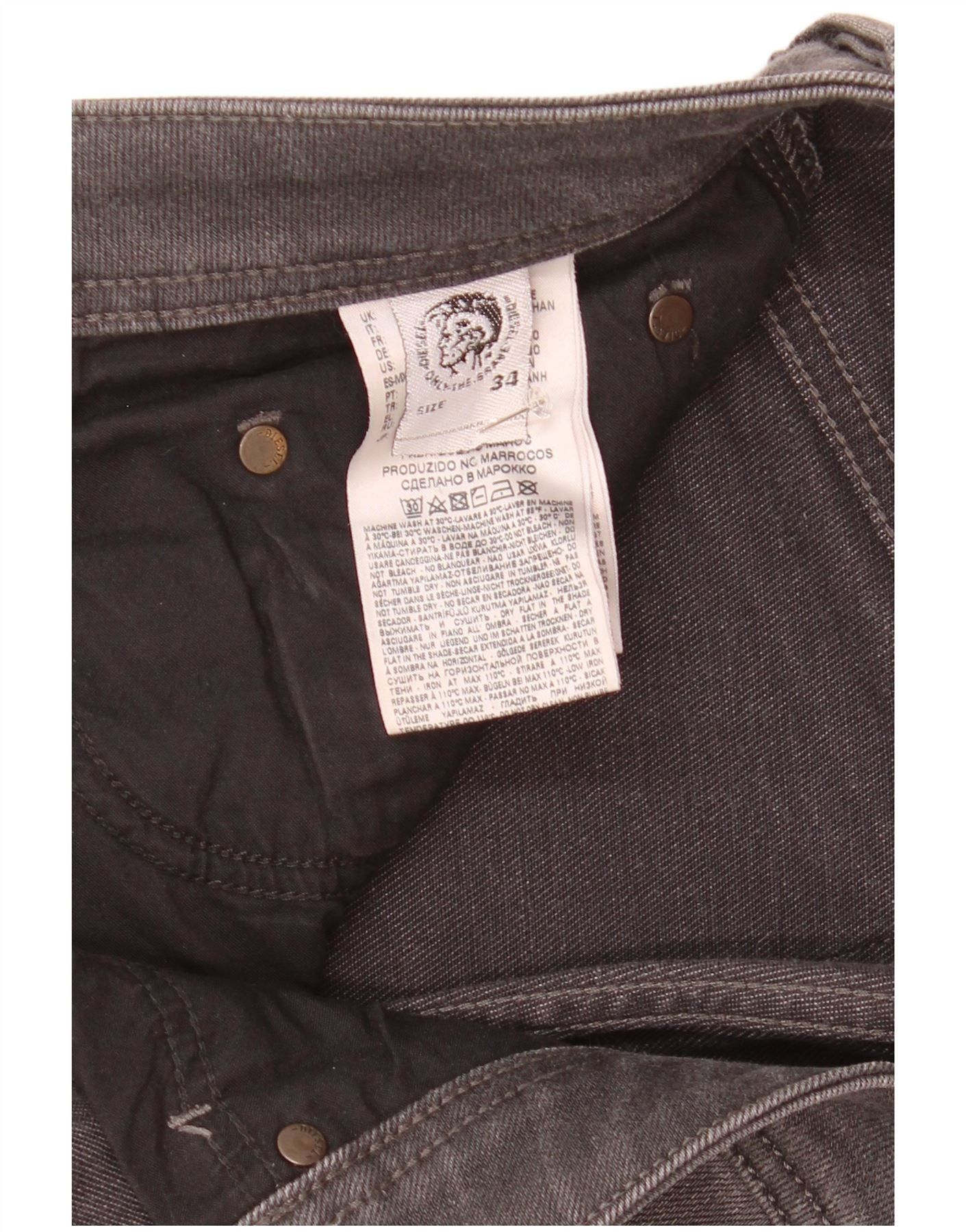 Diesel Mens Slim Jeans W34 L30 Grey Cotton Size US 34 / EU 50 - 3 Thumbnail