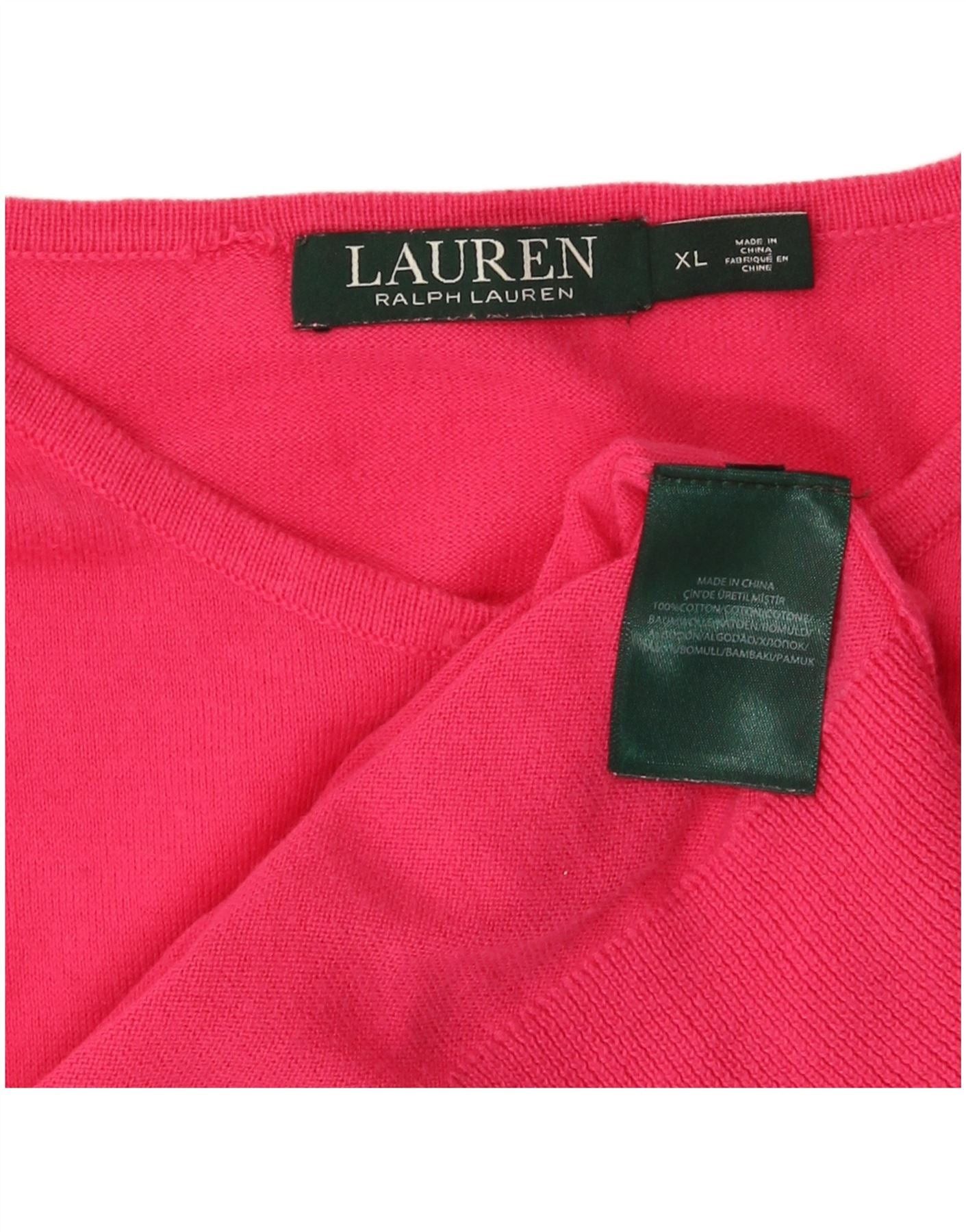 Ralph Lauren Womens Cardigan Sweater UK 18 XL Pink Cotton Size L / US 10 / IT 46 - 3 Thumbnail