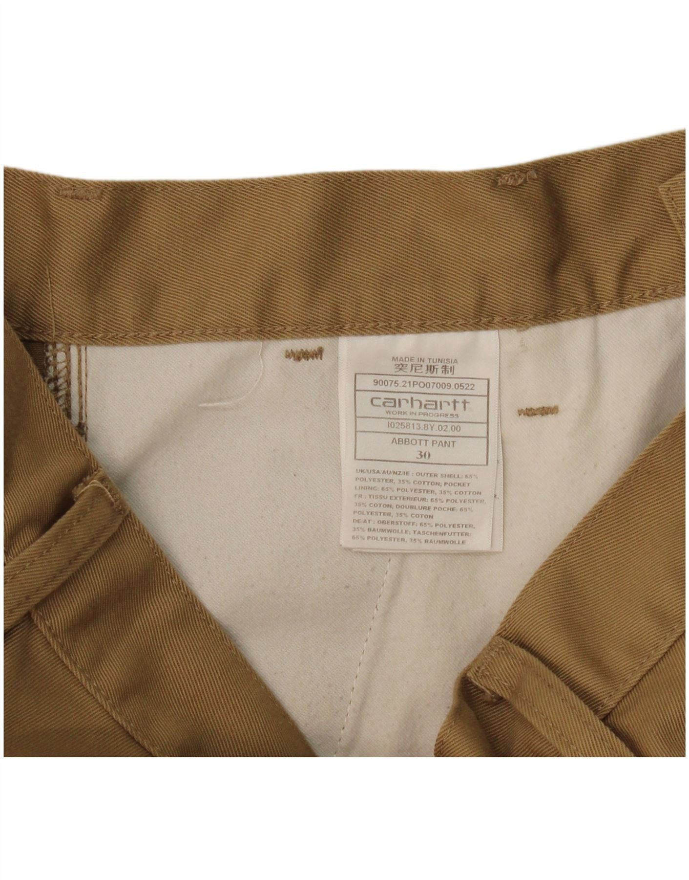Carhartt Mens Pegged Chino Trousers W30 L27 Beige Polyester Size US 30 / EU 46 - 4 Thumbnail