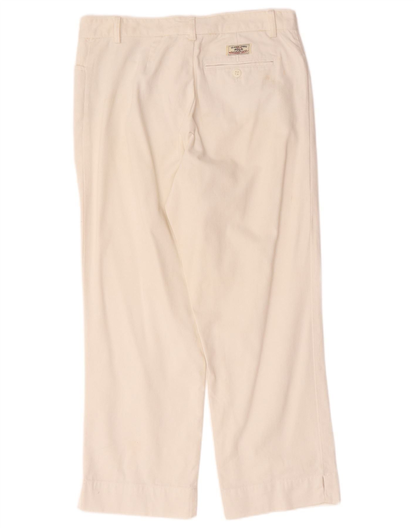 Ralph Lauren Womens Straight Cropped Trousers W30 L25 White Cotton Size 24" / US 00 / IT 34 - 2 Thumbnail