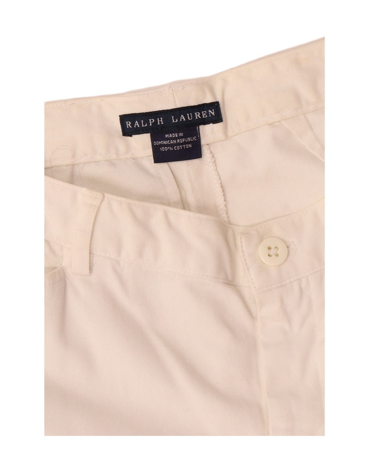 Ralph Lauren Womens Straight Cropped Trousers W30 L25 White Cotton Size 24" / US 00 / IT 34 - 4 Thumbnail