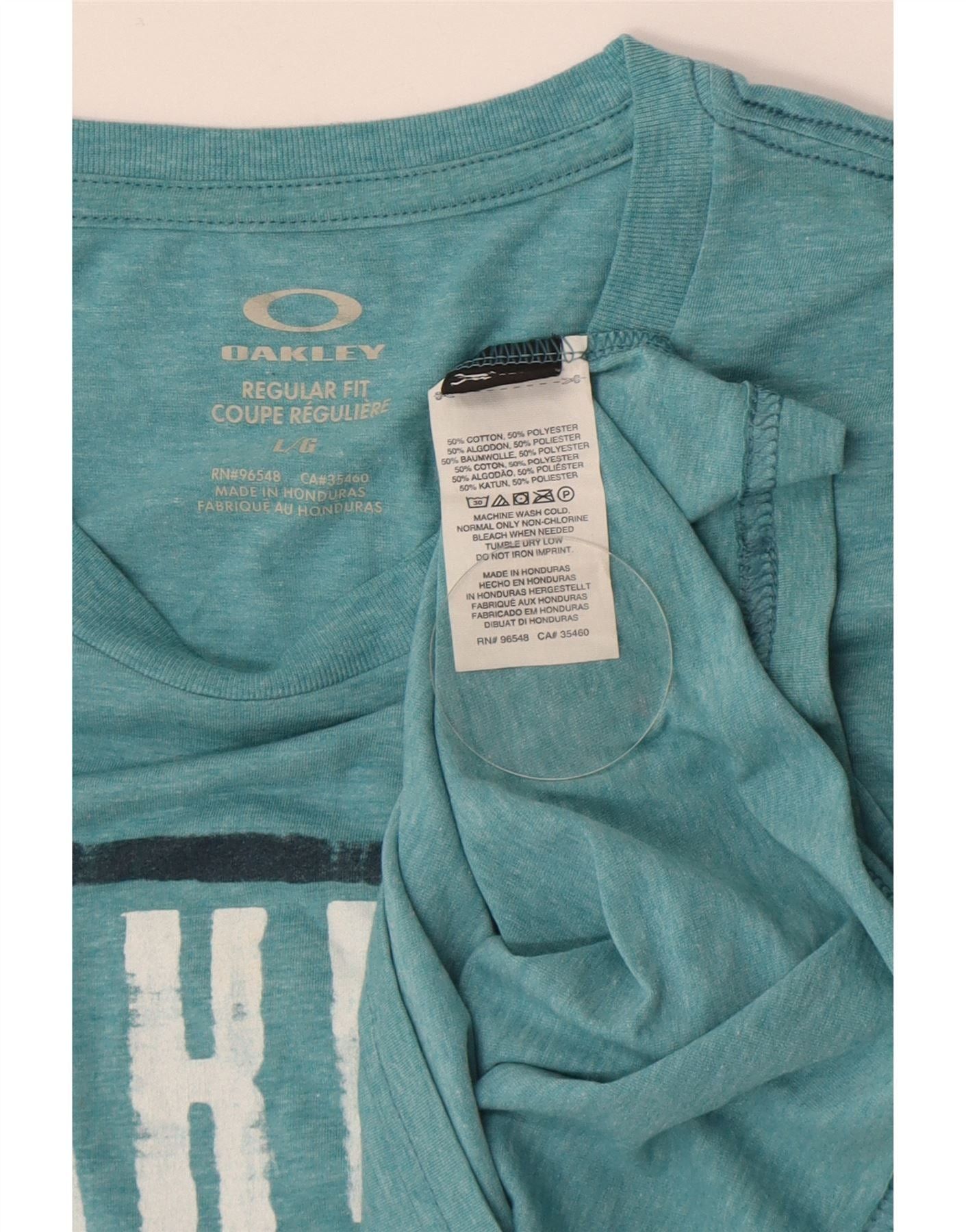 Oakley Mens Regular Fit Graphic T-Shirt Top Large Green Cotton Size US L / EU 52-54 / 3 - 4 Thumbnail
