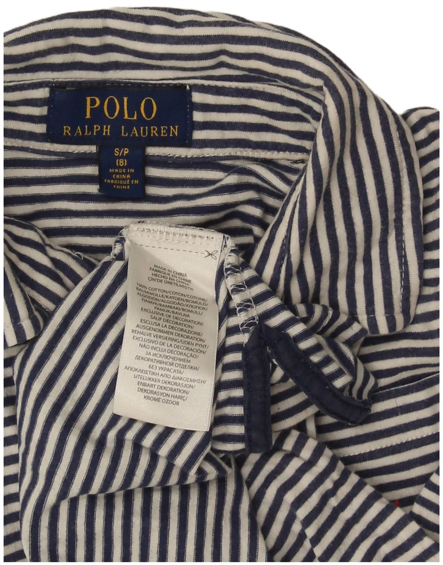 Polo Ralph Lauren Boys Polo Shirt 7-8 Years Small Navy Blue Striped Cotton Size XXS / US 00 / IT 34 - 3 Thumbnail