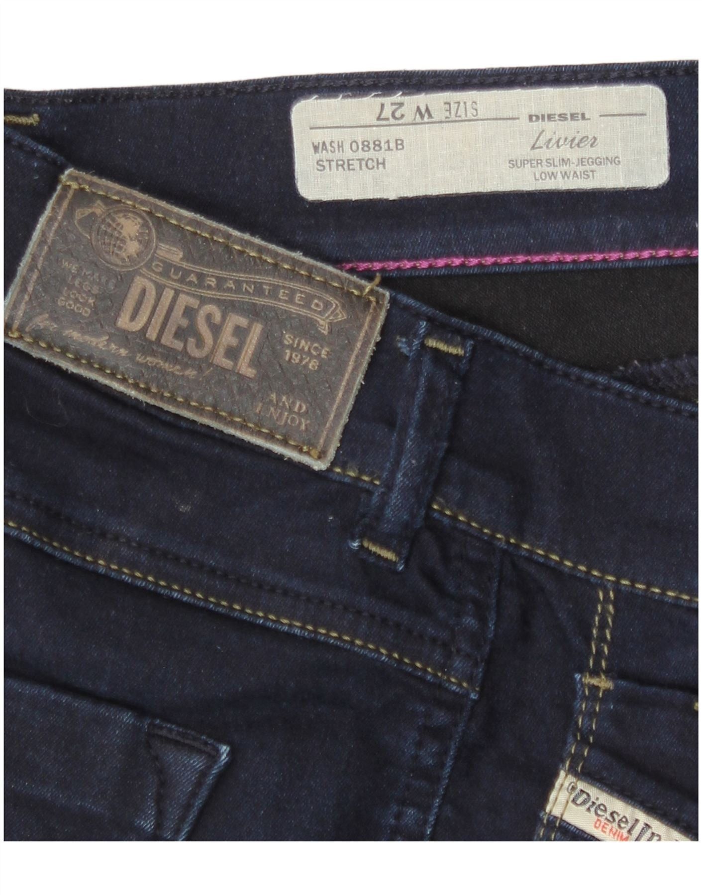 Diesel Womens Livier Low Waist Super Slim Jegging Jeans W27 L28 Nav Size 42" / US 20 - 3 Thumbnail