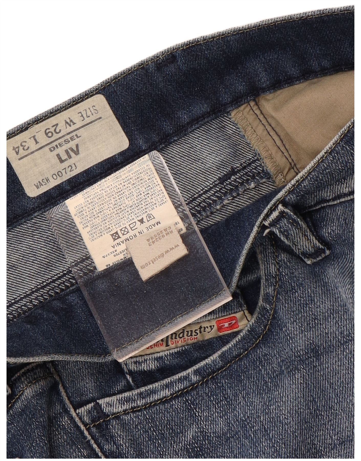 Diesel Womens Liv Straight Slim Jeans W29 L34 Blue Cotton Size 42" / US 20 - 3 Thumbnail