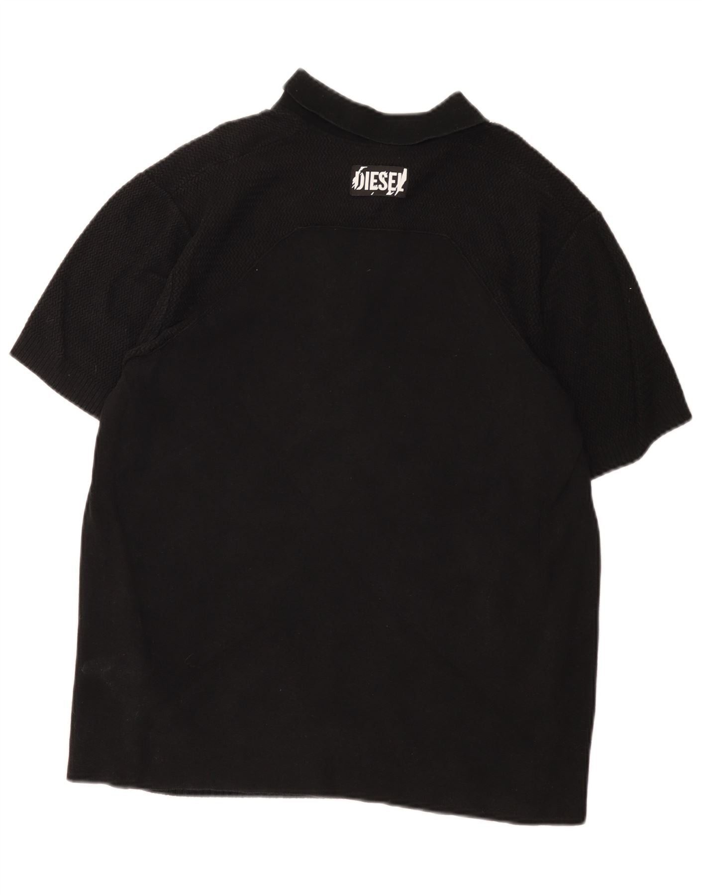 Diesel Mens Short Sleeve Polo Neck Jumper Sweater XL Black Cotton Size US L / EU 52-54 / 3 - 2 Thumbnail