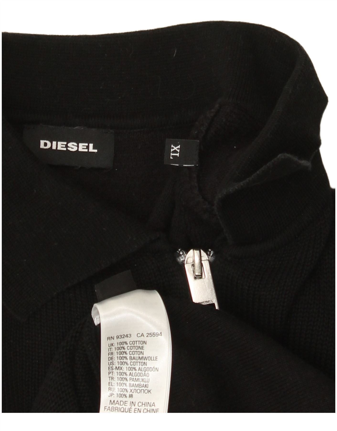 Diesel Mens Short Sleeve Polo Neck Jumper Sweater XL Black Cotton Size US L / EU 52-54 / 3 - 4 Thumbnail