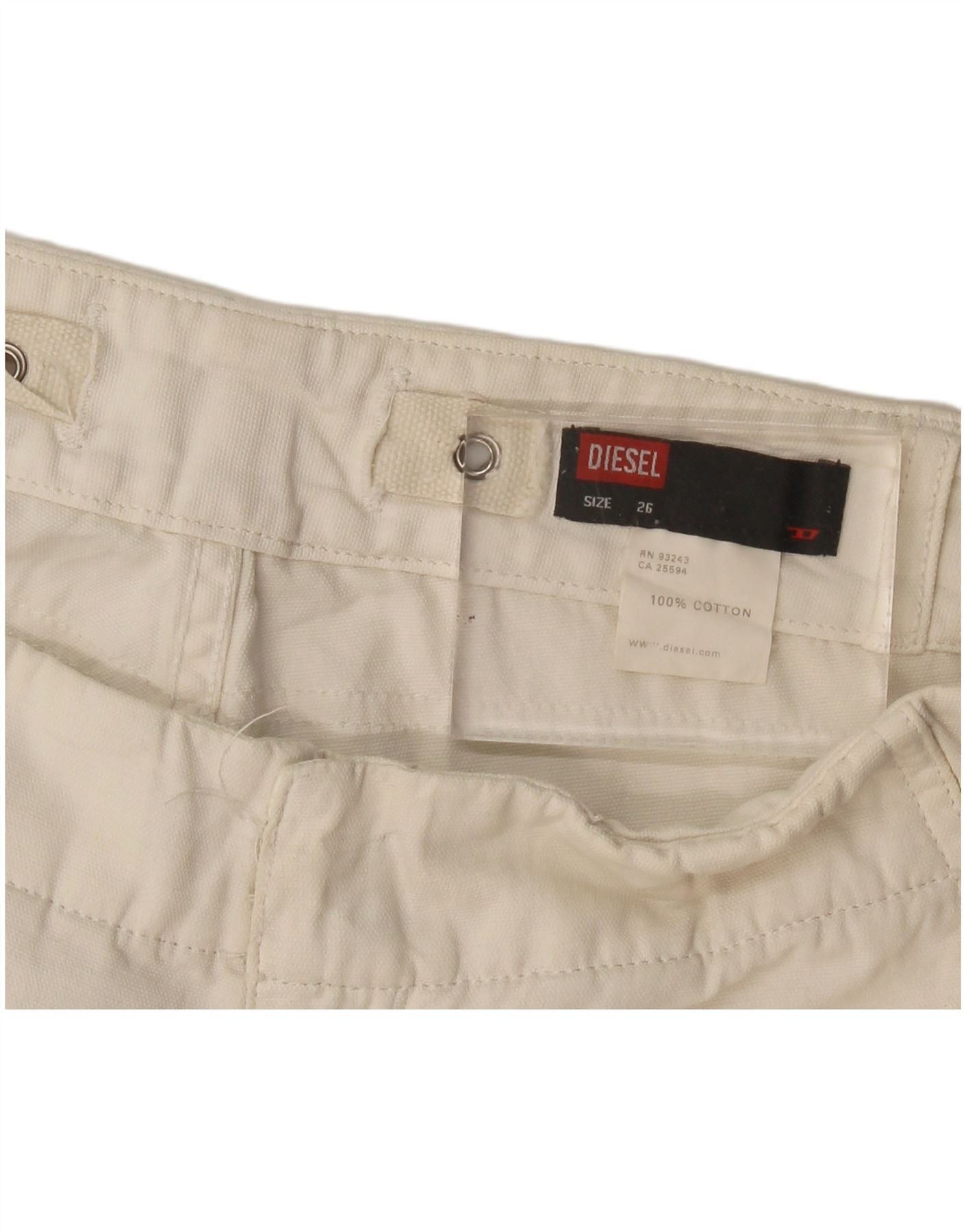 Diesel Womens Chino Shorts W26 Small White Cotton Size 42" / US 20 - 4 Thumbnail