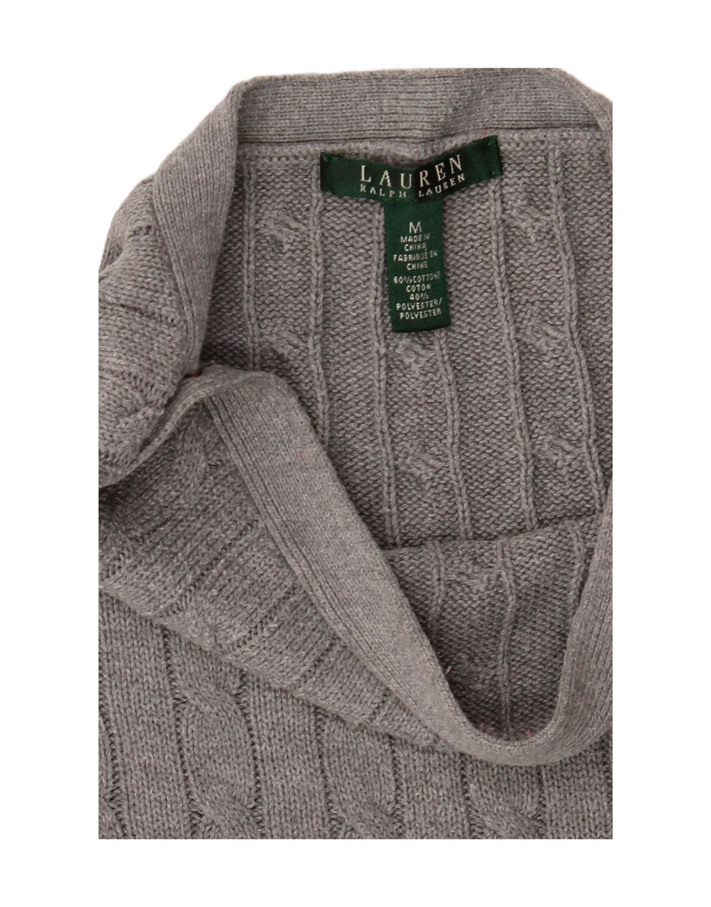 Ralph Lauren Womens Boat Neck Jumper Sweater UK 14 Medium Grey Cotton Size M / US 6-8 / IT 42-44 - 3 Thumbnail