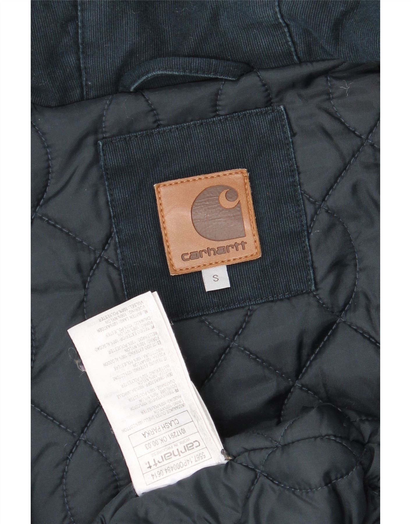 Carhartt Mens Hooded Parka Jacket UK 36 Small Navy Blue Cotton Size US M / EU 48-50 / 2 - 3 Thumbnail