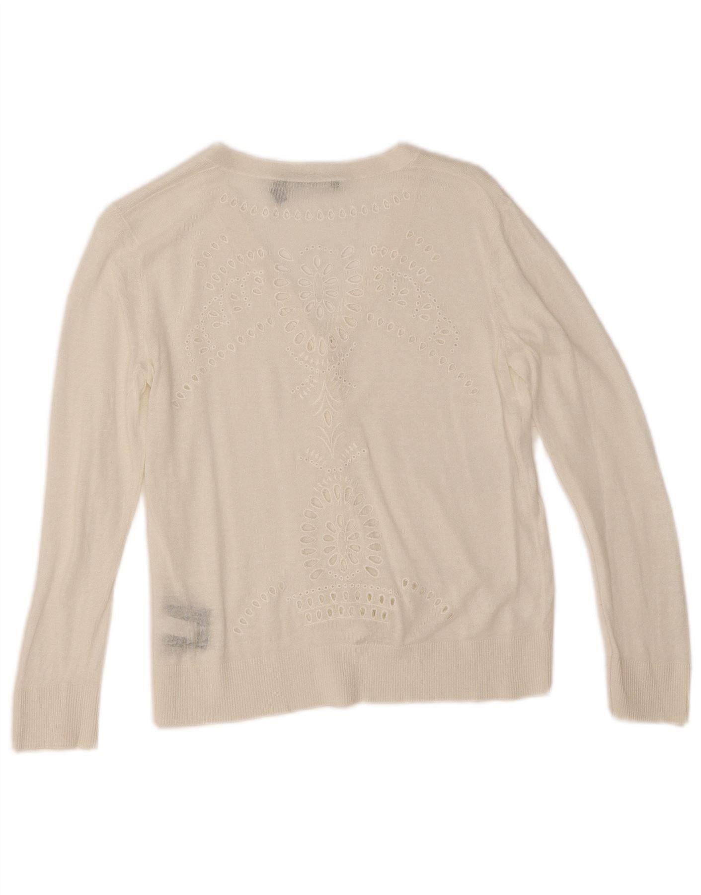 Ralph Lauren Womens Overd Bolero Jumper UK 6 XS Off White Linen Size M / US 6-8 / IT 42-44 - 2 Thumbnail