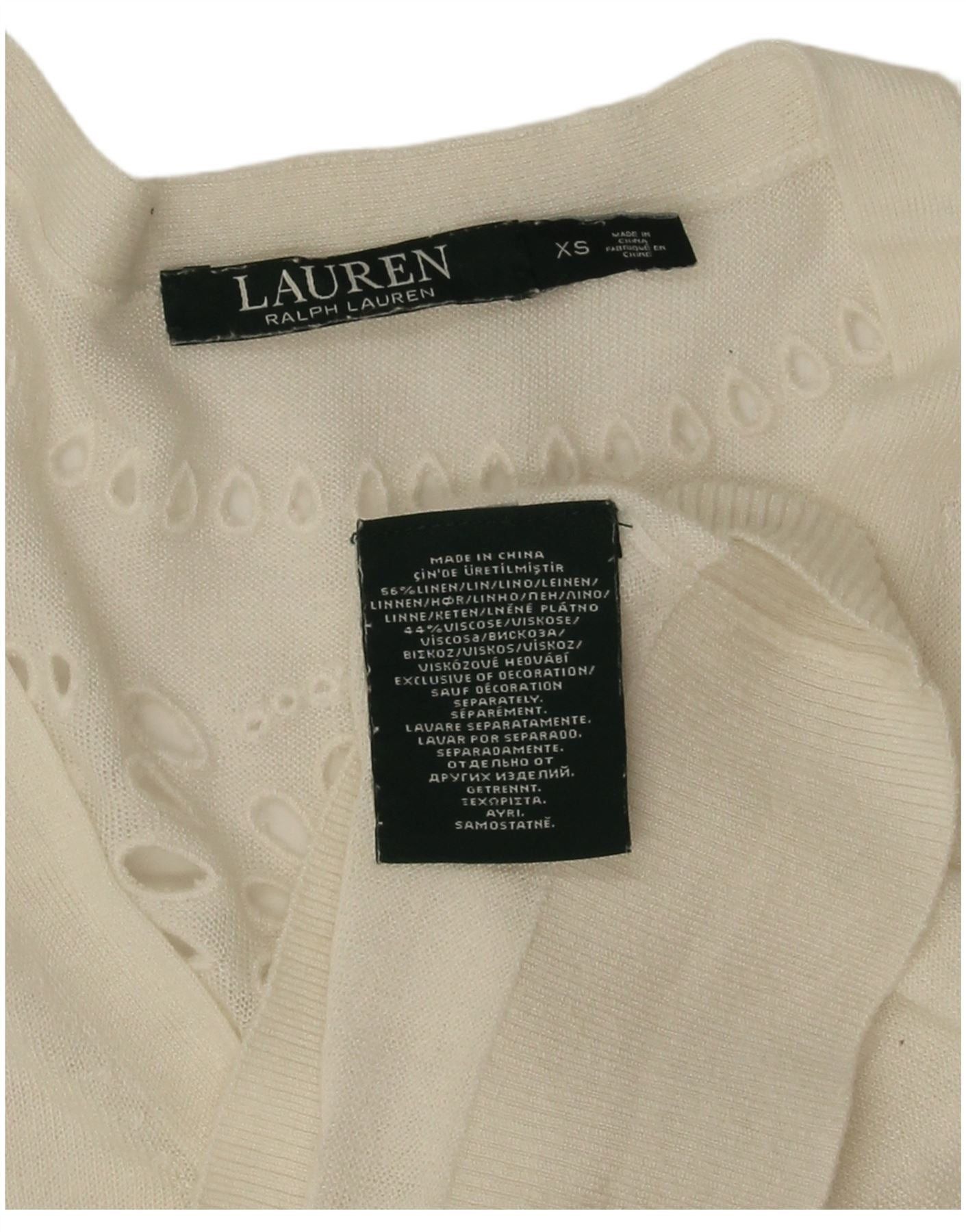 Ralph Lauren Womens Overd Bolero Jumper UK 6 XS Off White Linen Size M / US 6-8 / IT 42-44 - 3 Thumbnail