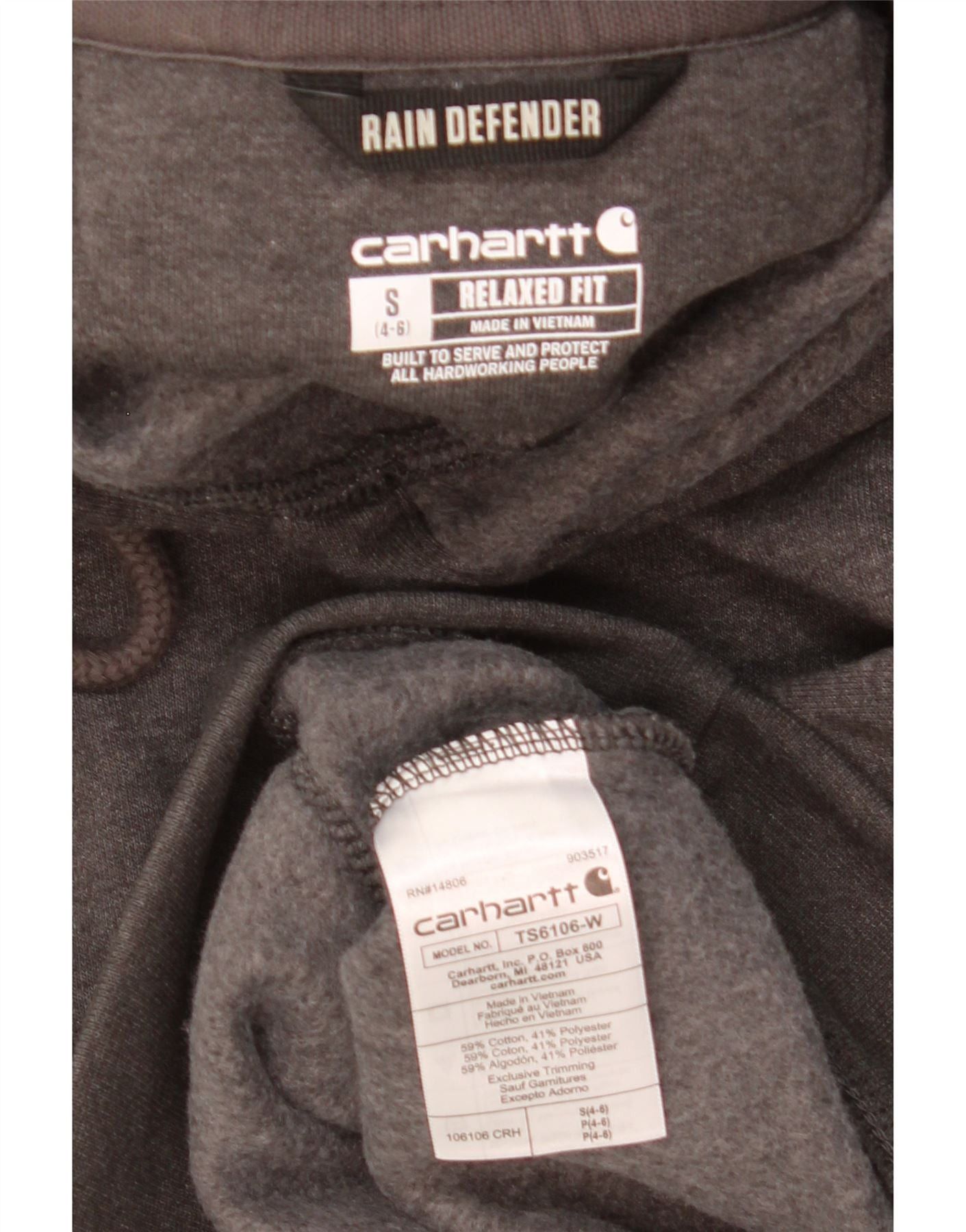 Carhartt Womens Relaxed Fit Hoodie Jumper US 4/6 Small Grey Cotton Size M / US 6-8 / IT 42-44 - 3 Thumbnail
