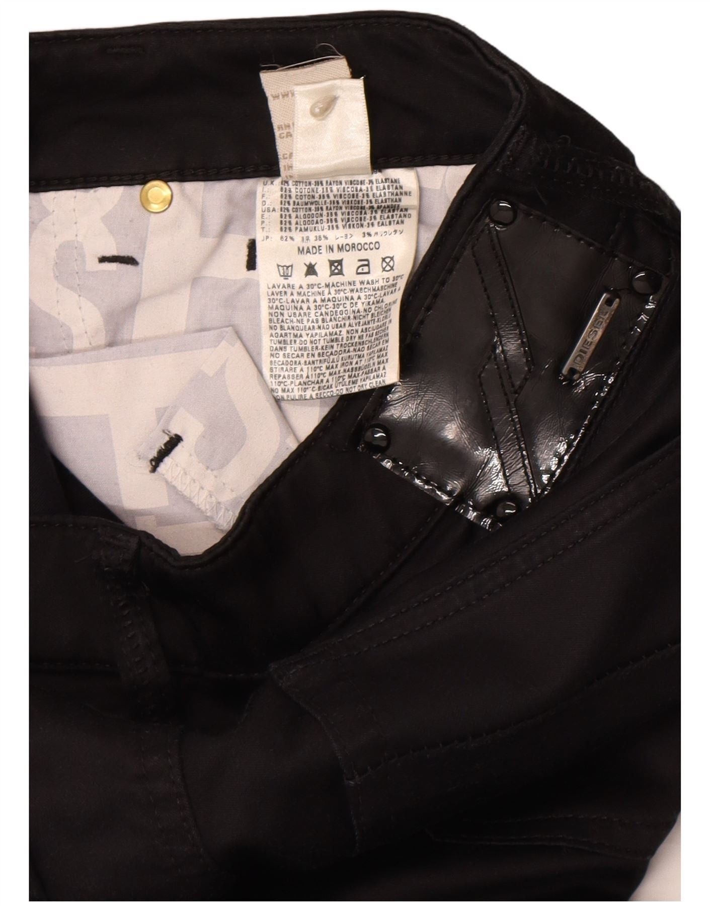 Diesel Womens Slim Casual Trousers W28 L31 Black Cotton Size 24" / US 00 / IT 34 - 3 Thumbnail
