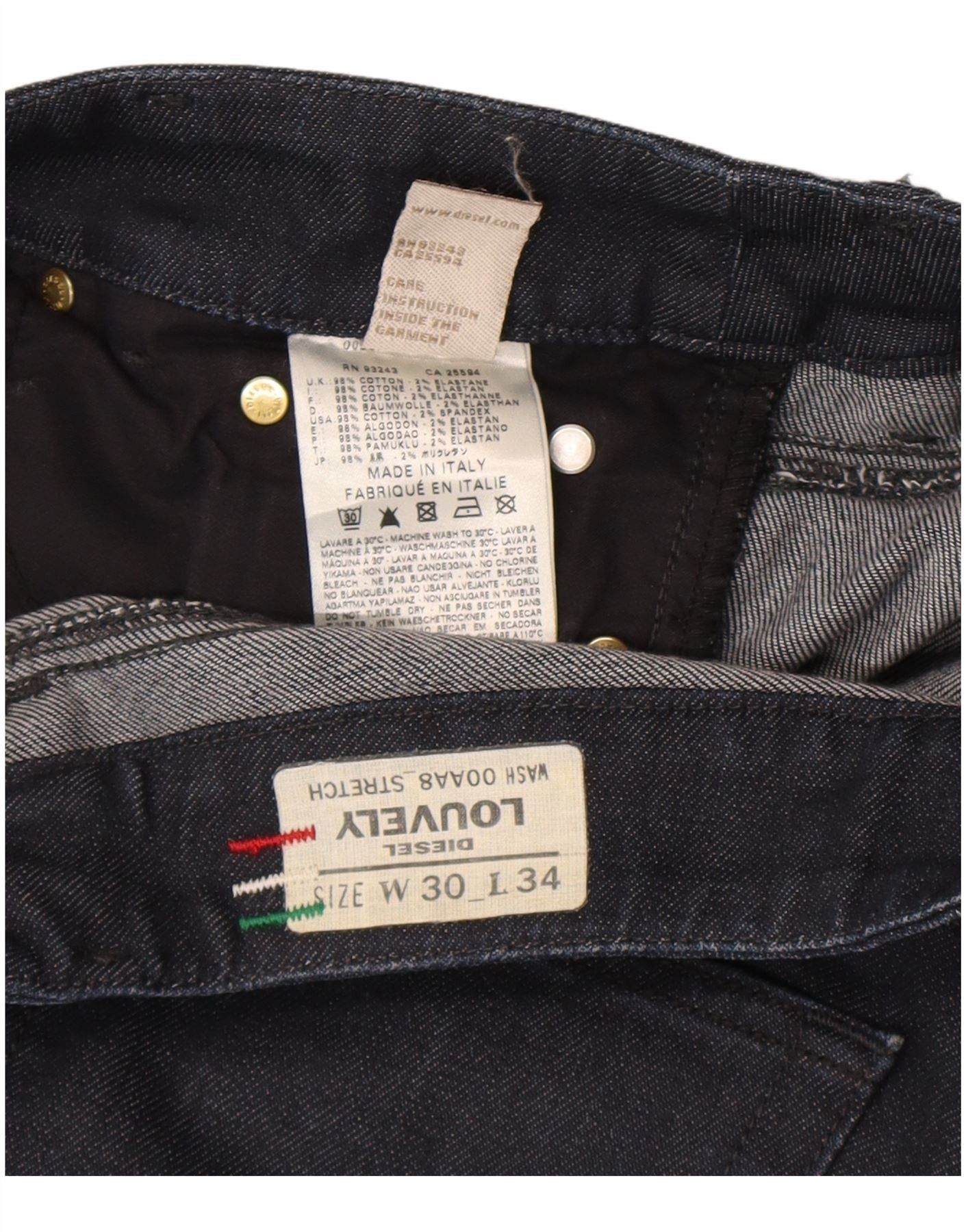 Diesel Womens Louvely Flared Jeans W30 L31 Navy Blue Cotton Size 42" / US 20 - 4 Thumbnail