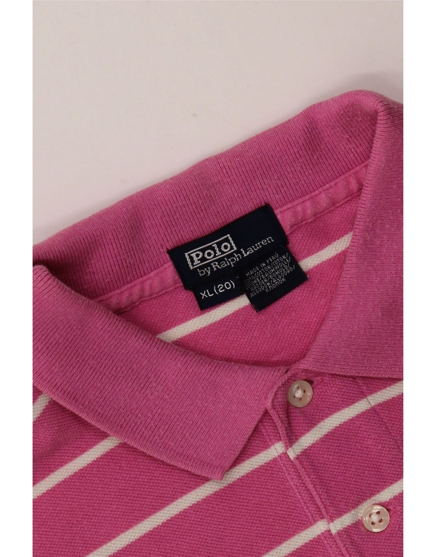 Polo Ralph Lauren Boys Polo Shirt 15-16 Years XL Pink Striped Cotton Size ONE SIZE - 3 Thumbnail