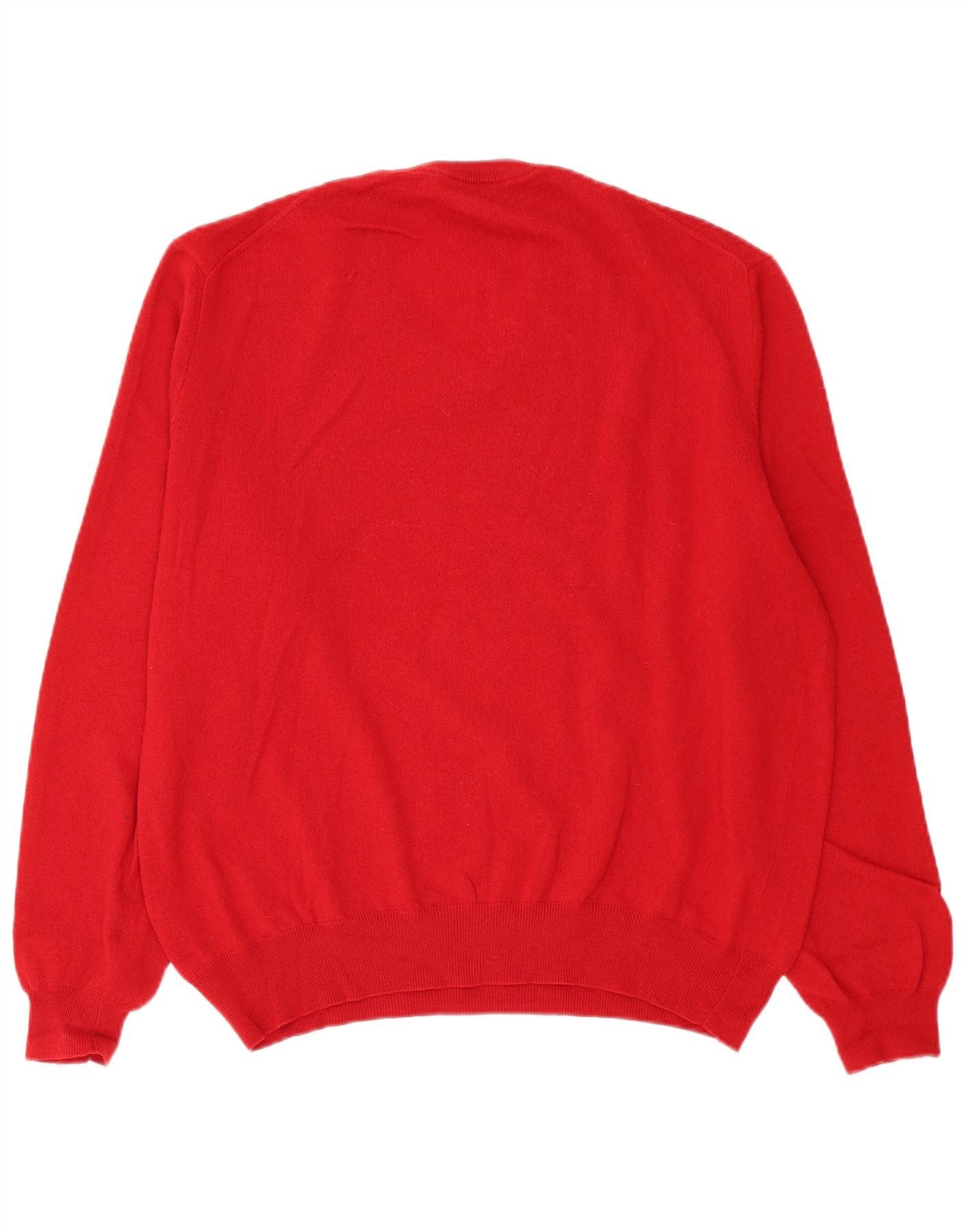 Polo Ralph Lauren Mens V-Neck Jumper Sweater XL Red Merino Wool Size US XL / EU 56 / 4 - 2 Thumbnail