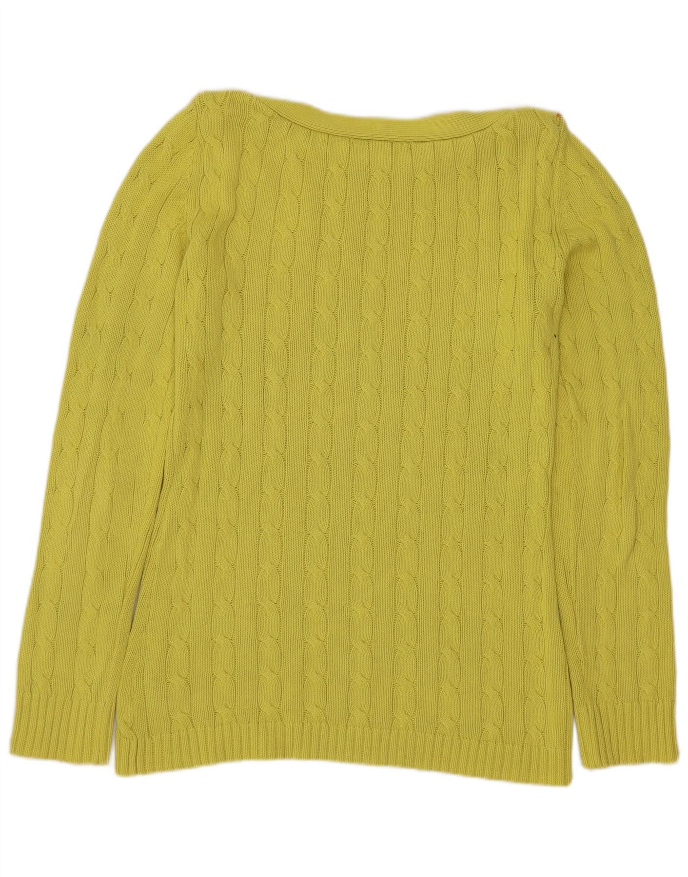 Ralph Lauren Womens Boat Neck Jumper Sweater UK 10 Small Yellow Cotton Size XS / US 0-2 / IT 36-38 - 2 Thumbnail