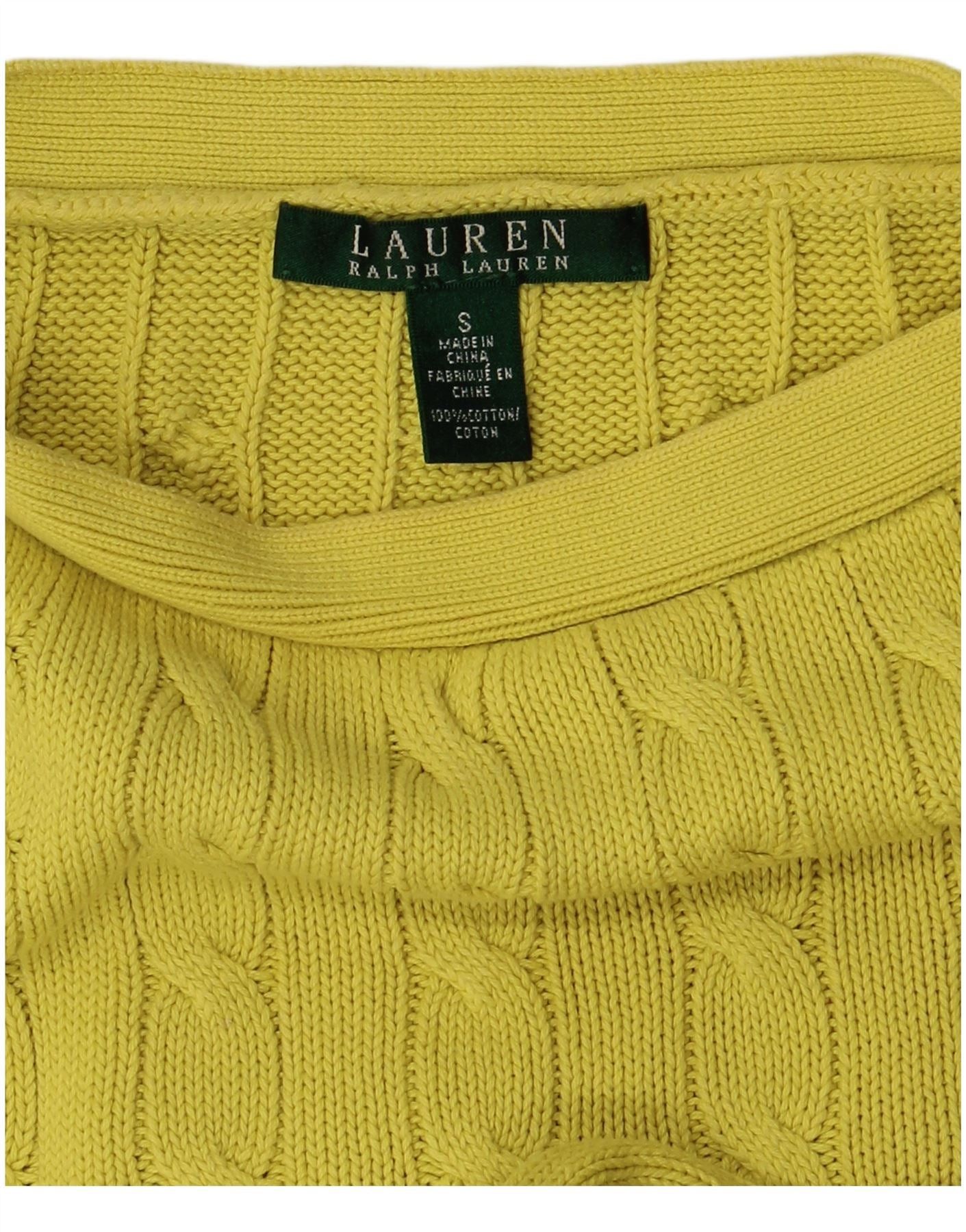 Ralph Lauren Womens Boat Neck Jumper Sweater UK 10 Small Yellow Cotton Size XS / US 0-2 / IT 36-38 - 3 Thumbnail