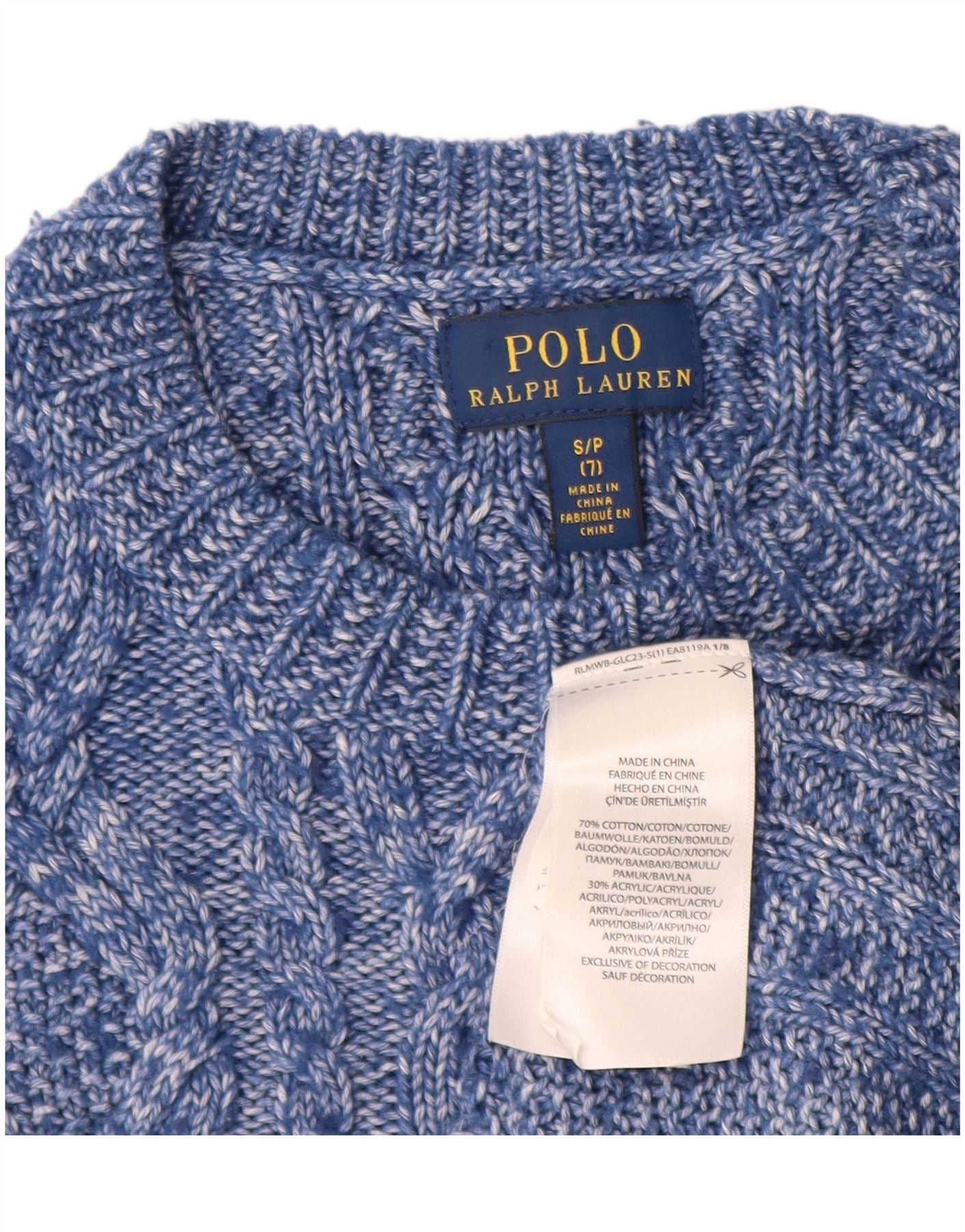 Polo Ralph Lauren Girls Boat Neck Jumper Sweater 6-7 Years Small Blue Size XS / US 0-2 / IT 36-38 - 3 Thumbnail