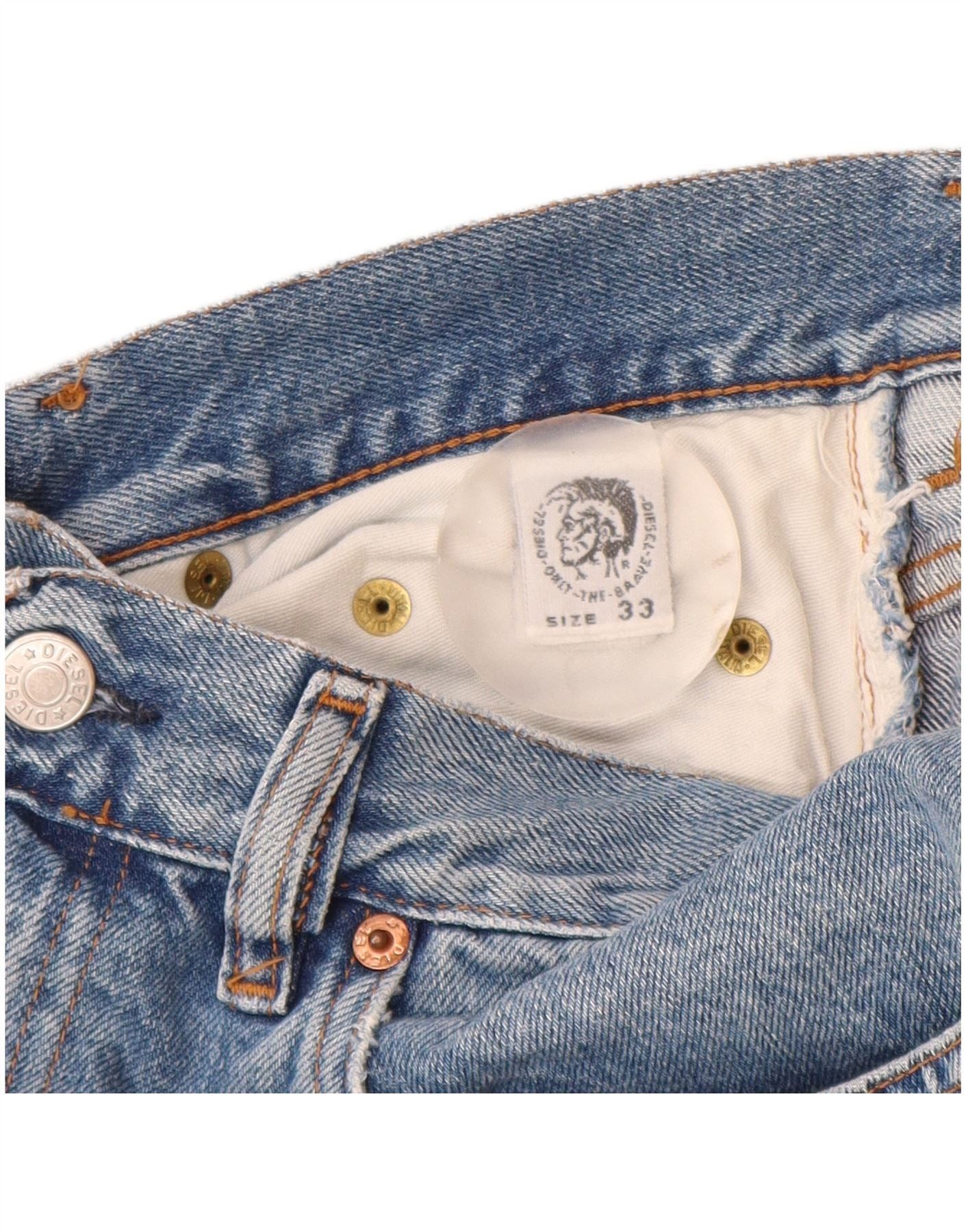 Diesel Mens High Waist Tapered Jeans W33 L29 Blue Cotton Size US 33 - 5 Thumbnail